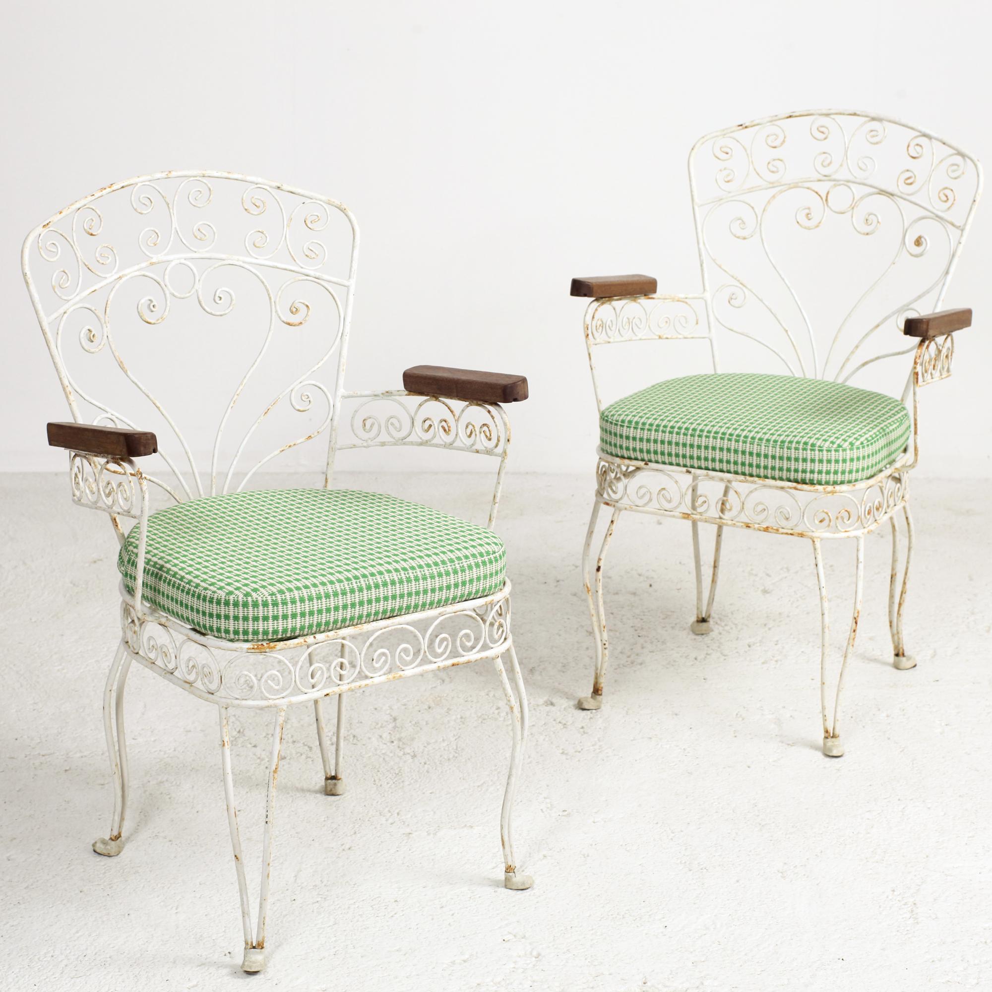Pair of French Midcentury Wrought Iron Patio and Garden Armchairs 2
