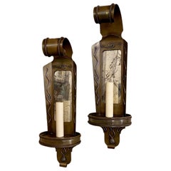 Pair of French Mirror Back Sconces