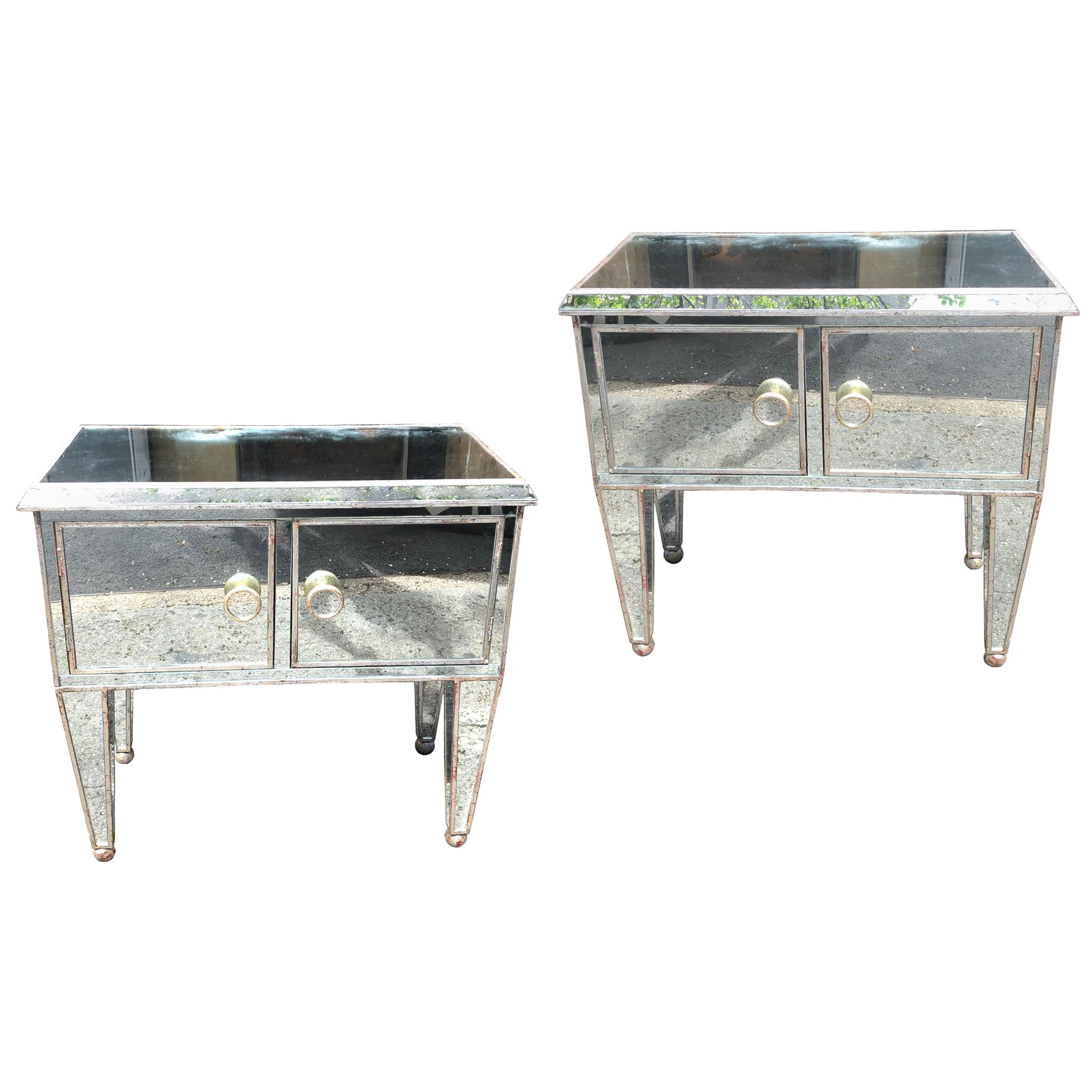 Pair of French Mirror Cabinets For Sale