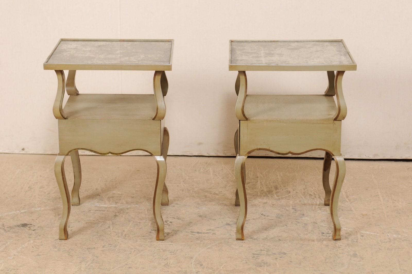 Pair of French Mirror-Top Side Tables, circa 1930s In Good Condition In Atlanta, GA