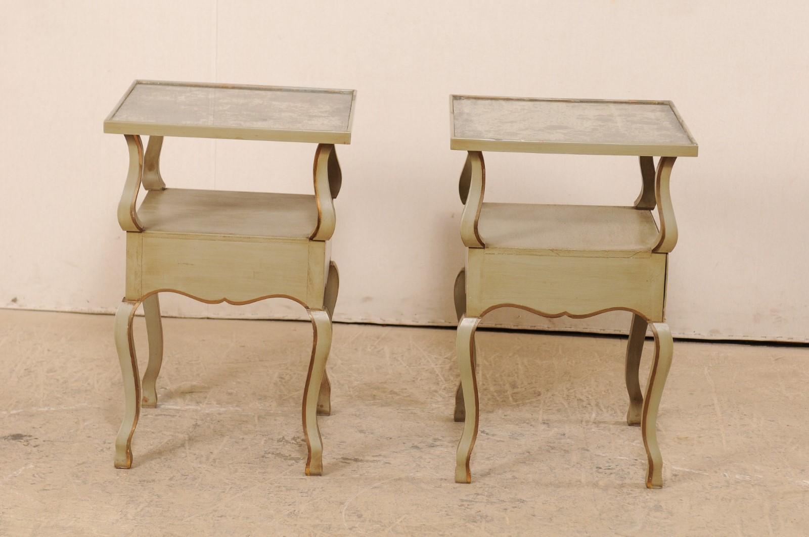 20th Century Pair of French Mirror-Top Side Tables, circa 1930s
