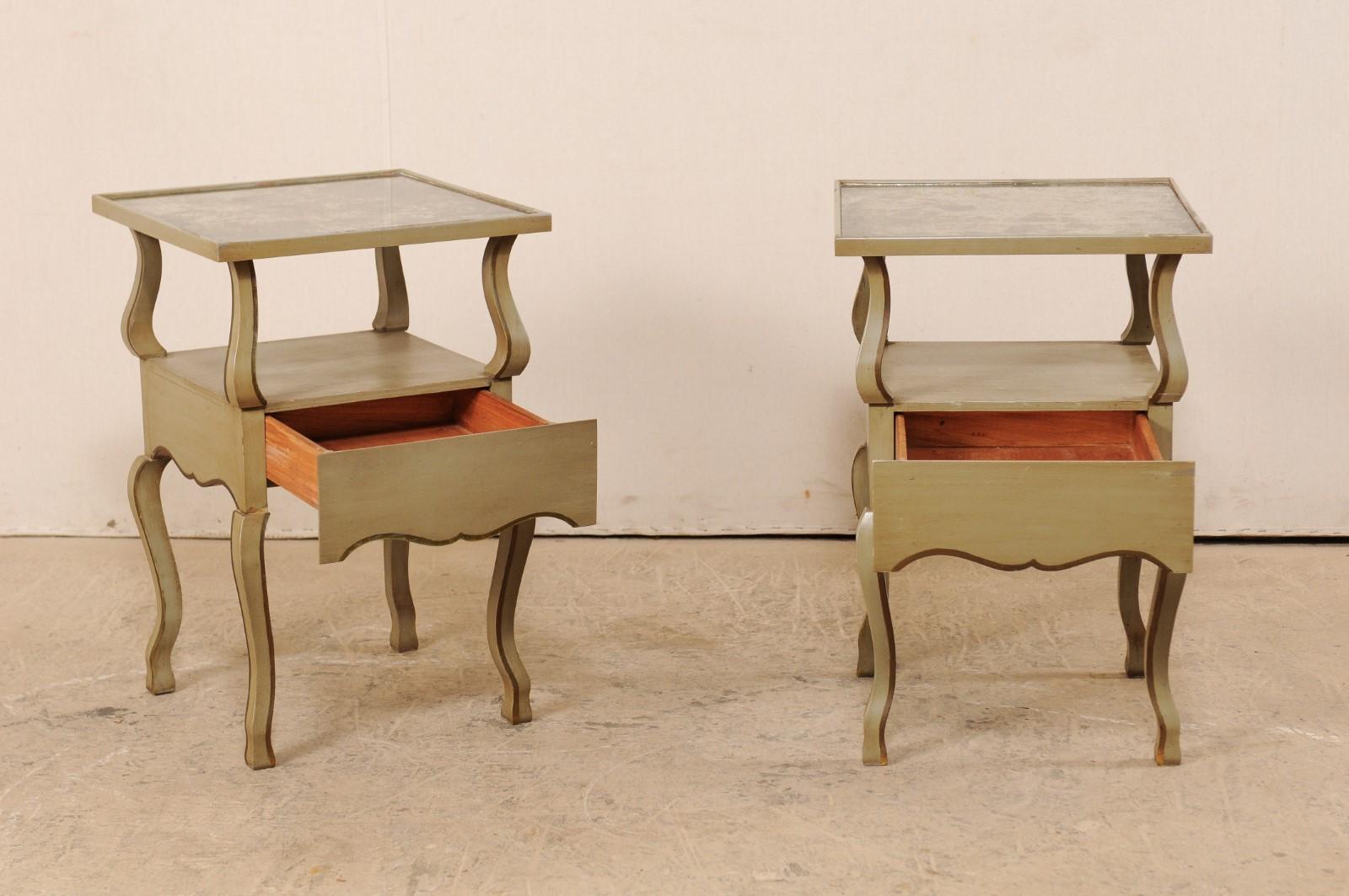 Pair of French Mirror-Top Side Tables, circa 1930s 2