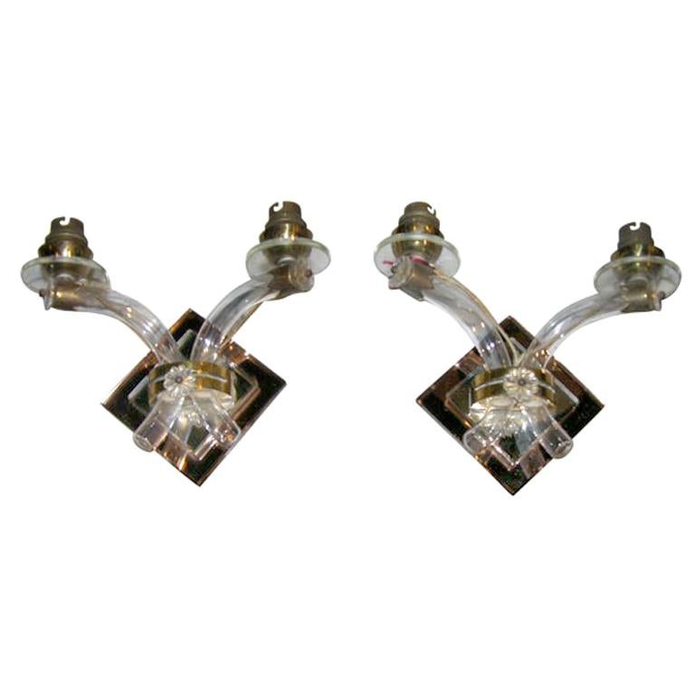 Pair of French Mirrored Sconces For Sale