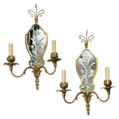 Vintage Pair of French Mirrored Sconces