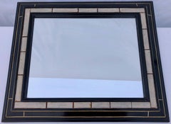 Pair of French Mirrors, Black with Inlaid Mother-of-Pearl, Baguès Style, Modern