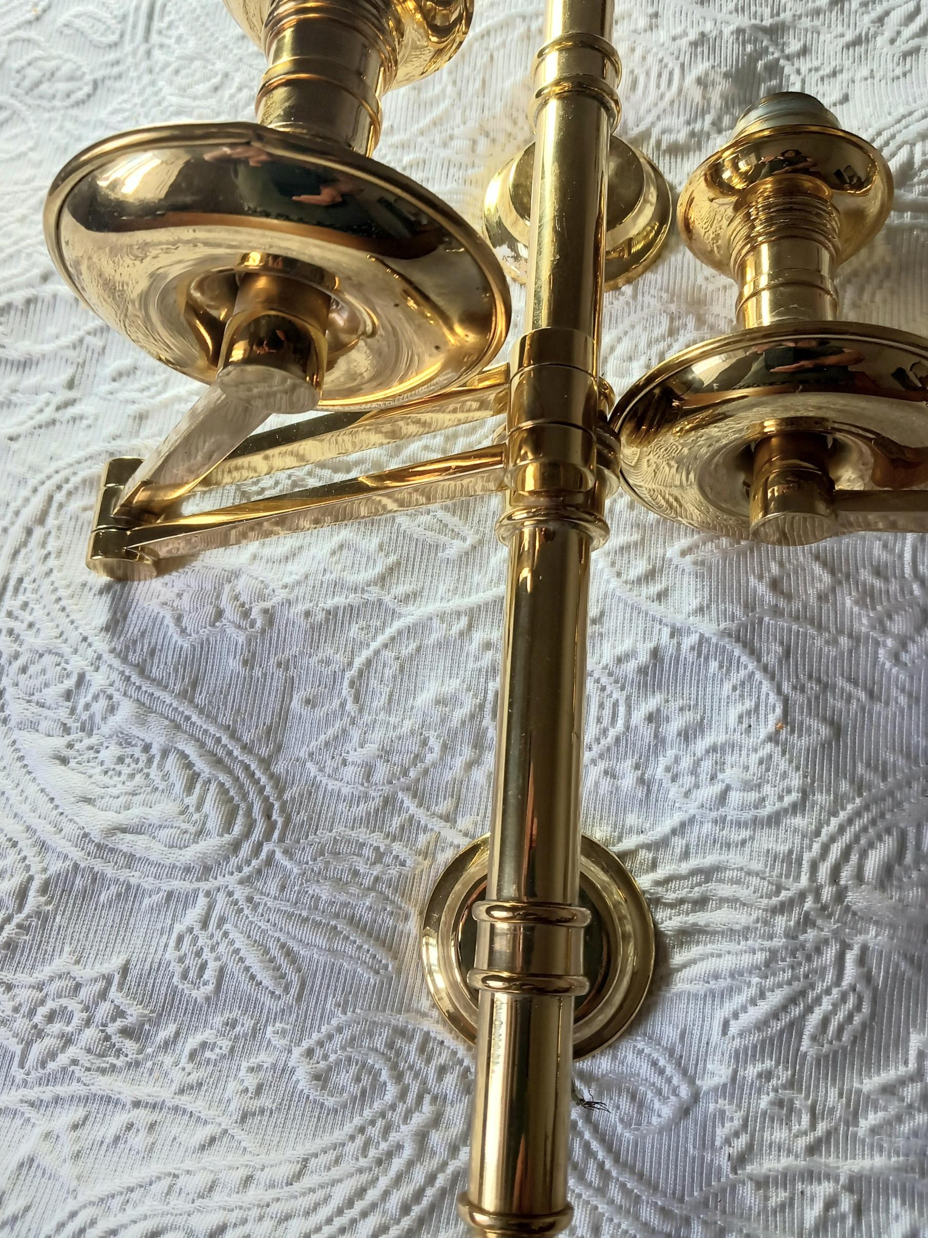  Pair of French Maison Jansen Swing Arm Sconces For Sale 7