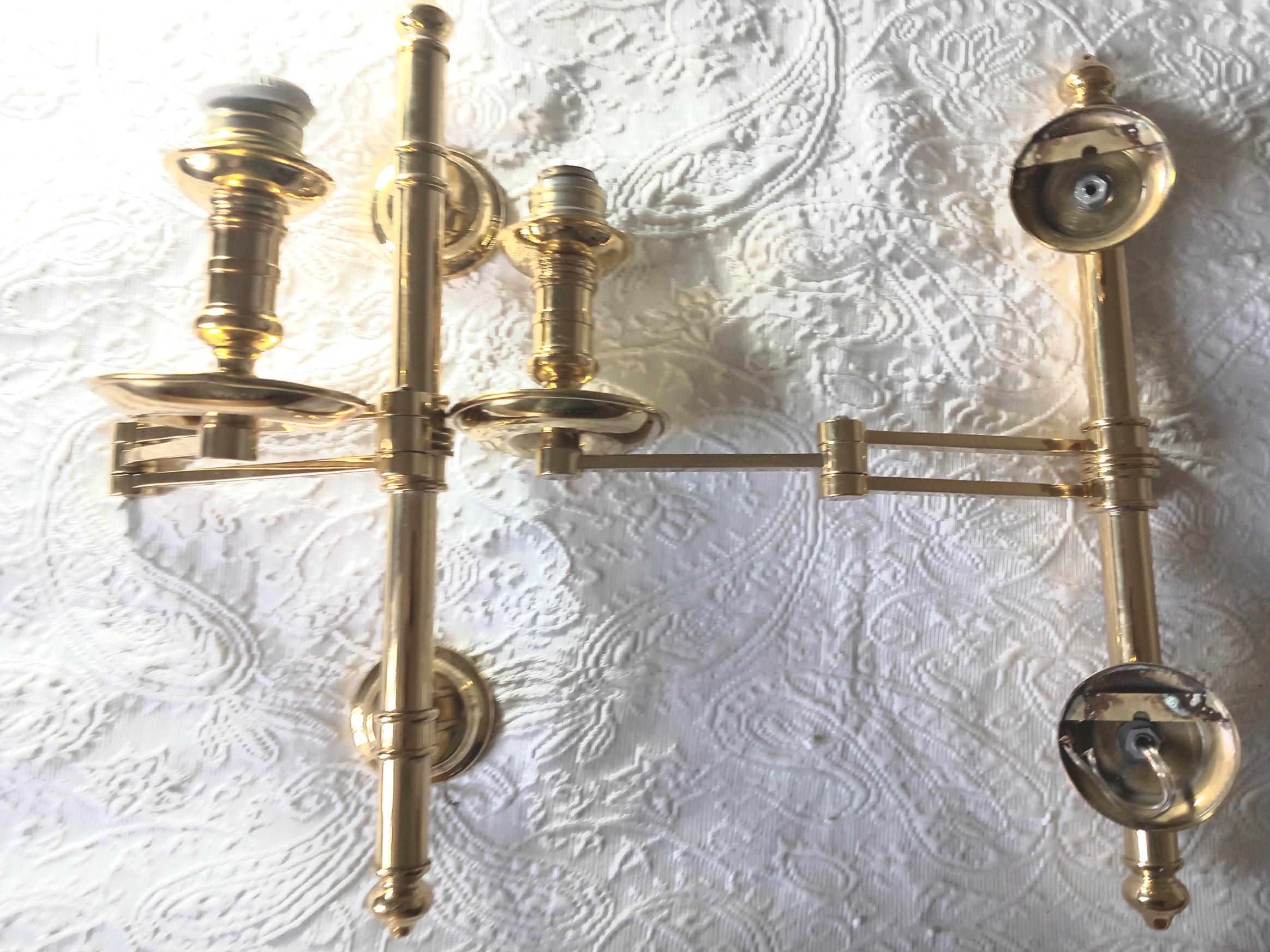  Pair of French Maison Jansen Swing Arm Sconces For Sale 10