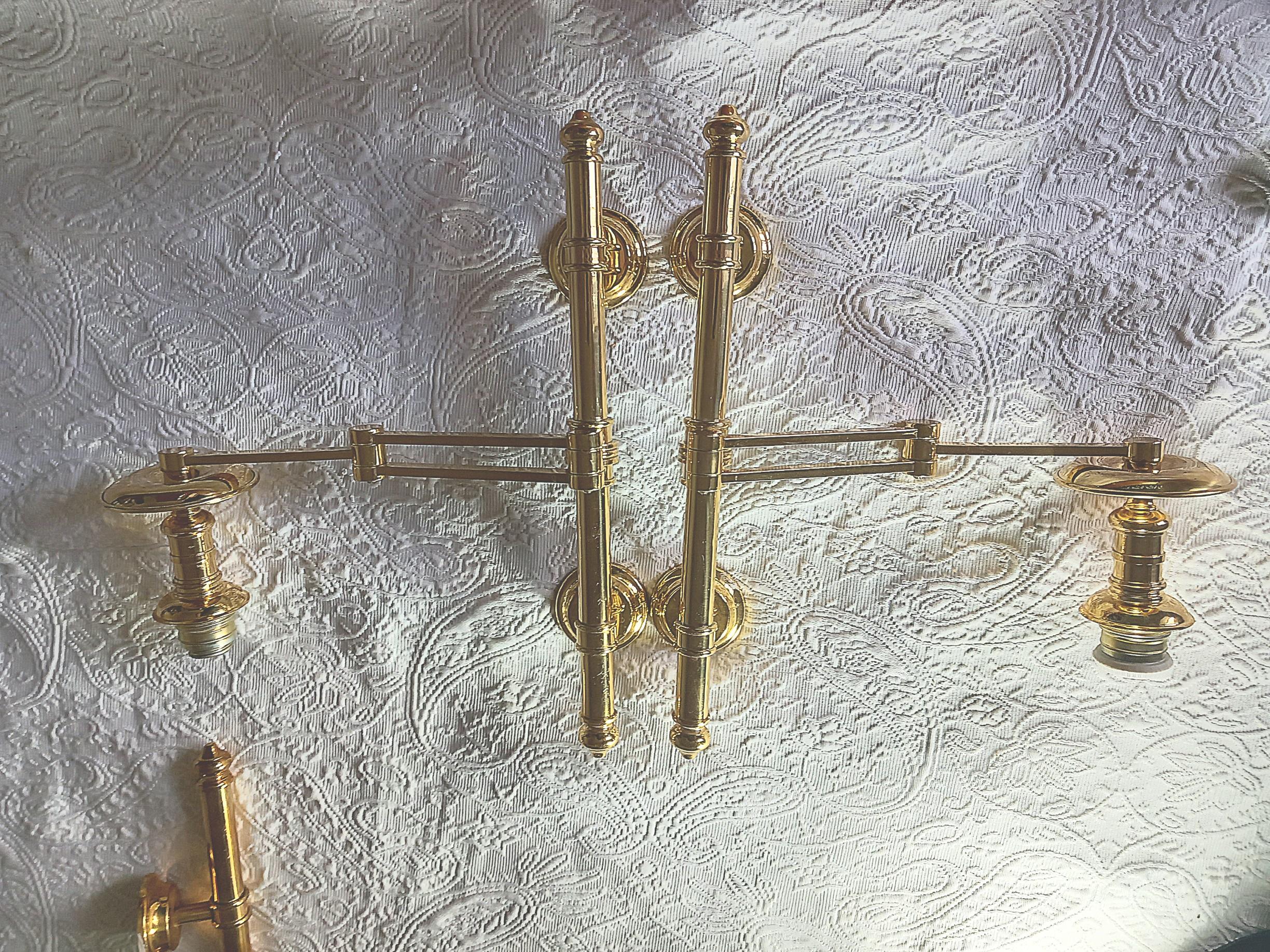 Mid-Century Modern  Pair of French Mison Jansen Swing Arm Sconces For Sale