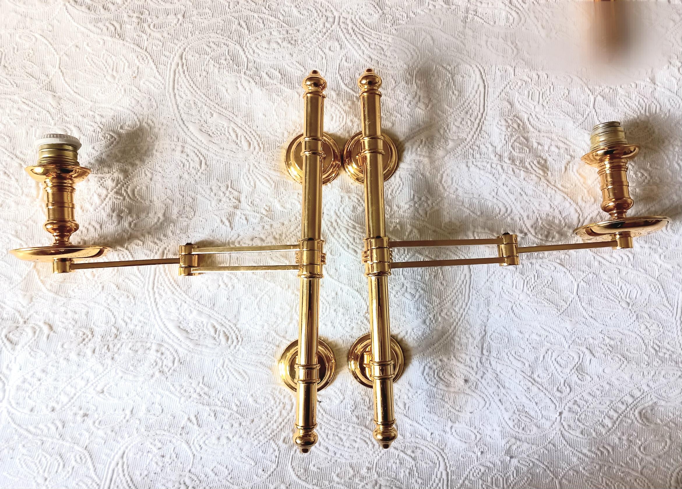  Pair of French Maison Jansen Swing Arm Sconces In Excellent Condition For Sale In Mombuey, Zamora
