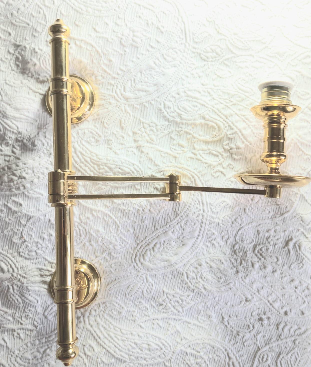  Pair of French Maison Jansen Swing Arm Sconces For Sale 1