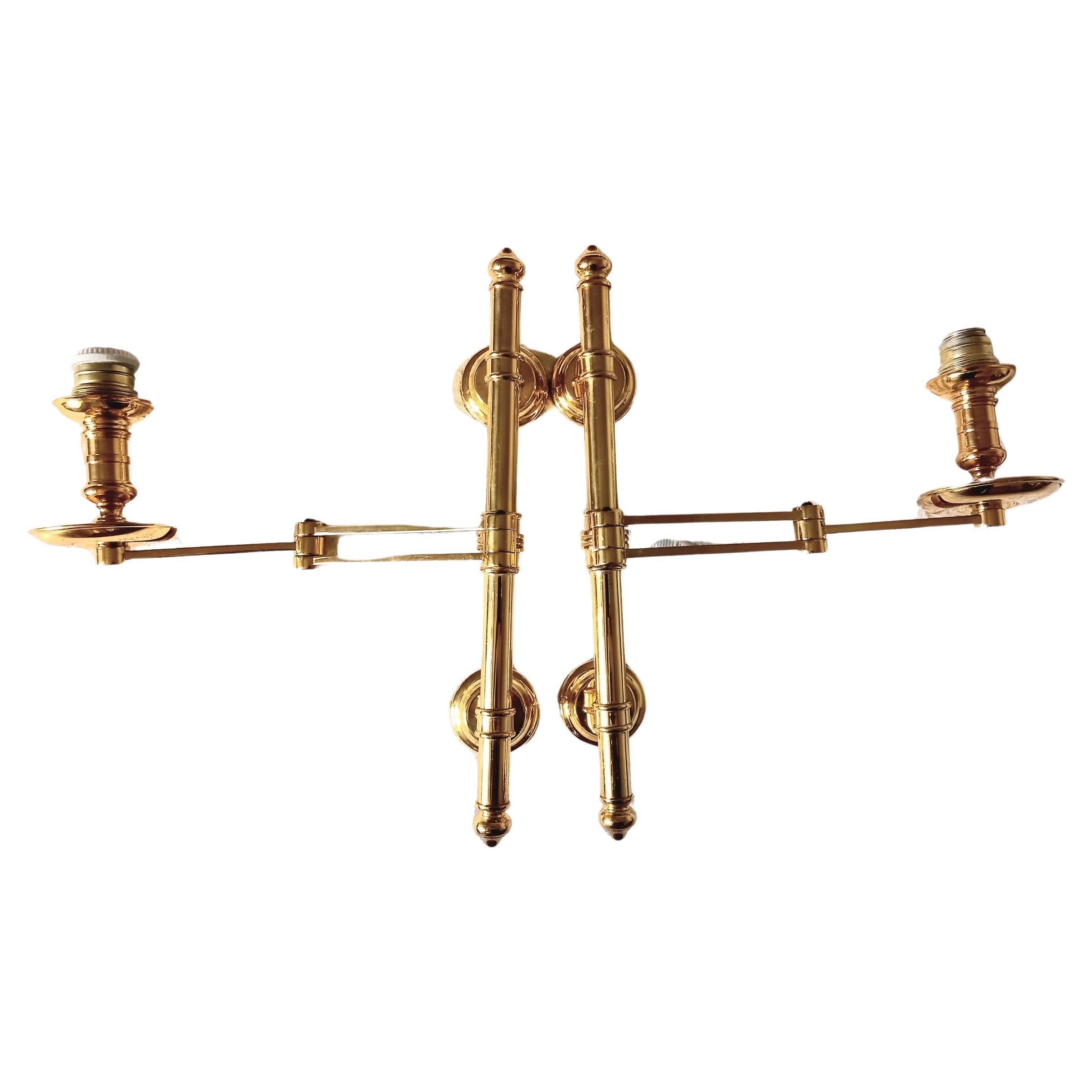  Pair of French Maison Jansen Swing Arm Sconces For Sale