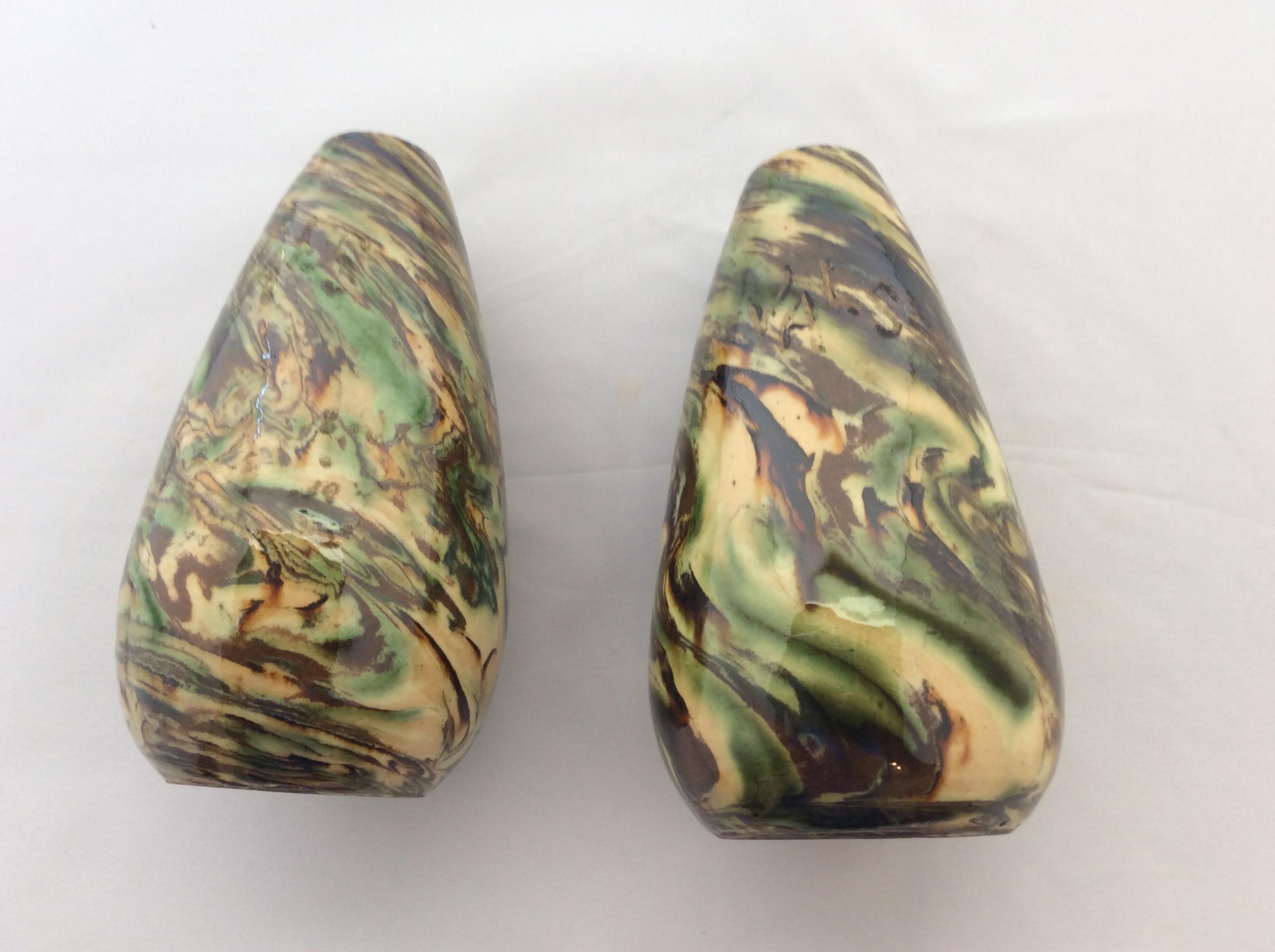 Mid-Century Modern Pair of French Mixed-Earth Vases Signed Pichon