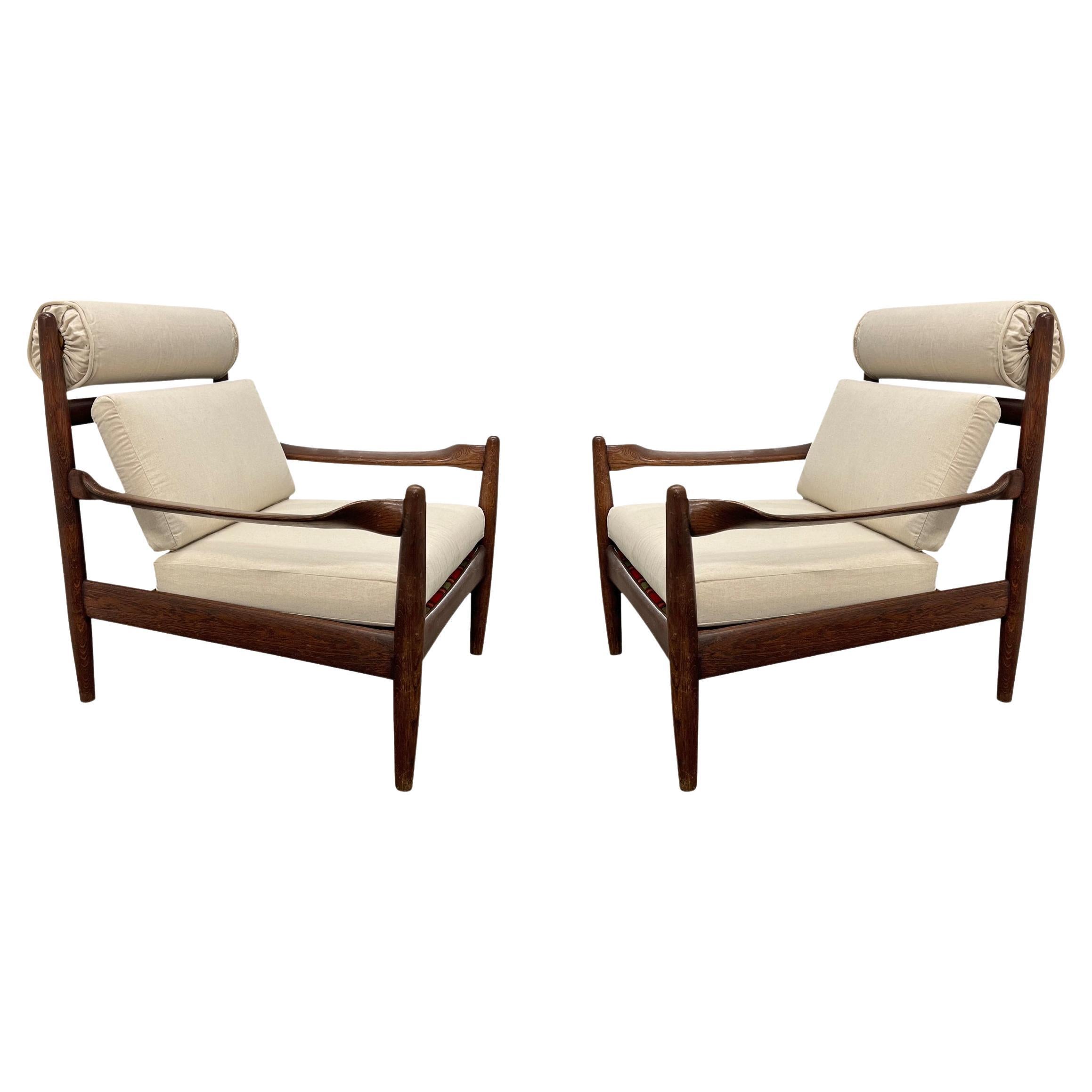 Pair of Midcentury Scandinavian Modern Westnofa Bentwood Lounge Chairs