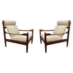 Pair of French Modern Bentwood Lounge Chairs