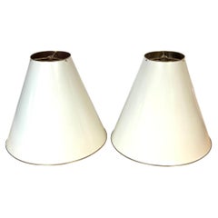 Pair of French Modern Brass & Parchment Enamel Lamp Shades, Style of Royère