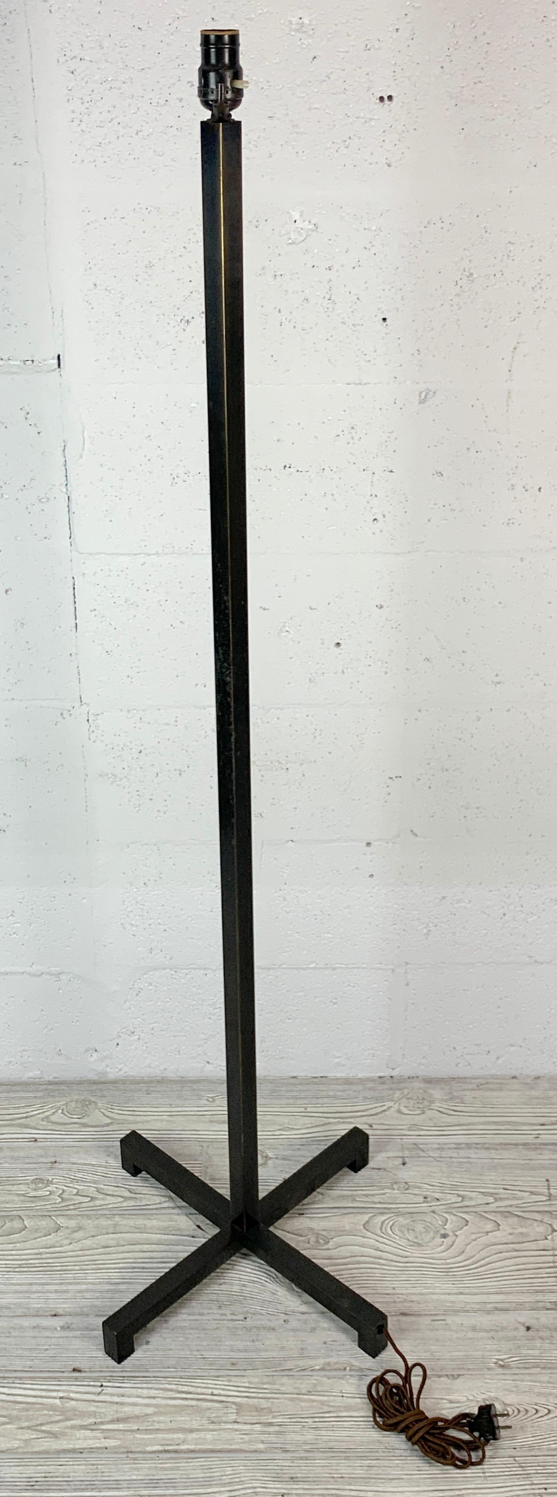Pair of French Modern Bronze 'X' Base Floor Lamps, C. 1960 1