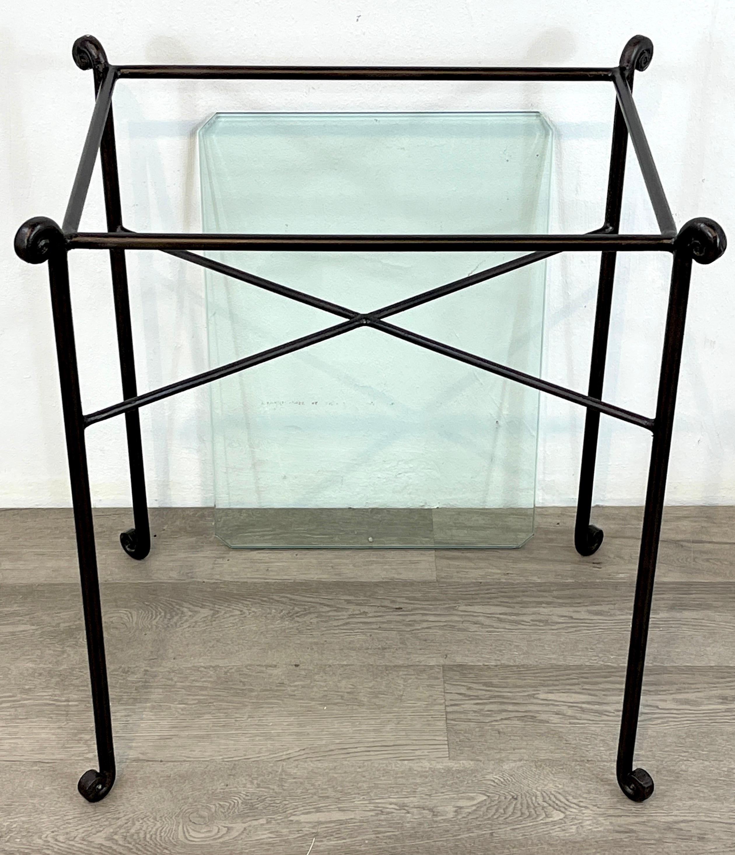 Pair of French Modern Bronzed Iron Garden Tables, C 1960s 1