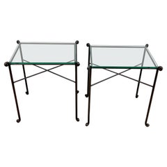 Pair of French Modern Bronzed Iron Garden Tables, C 1960s
