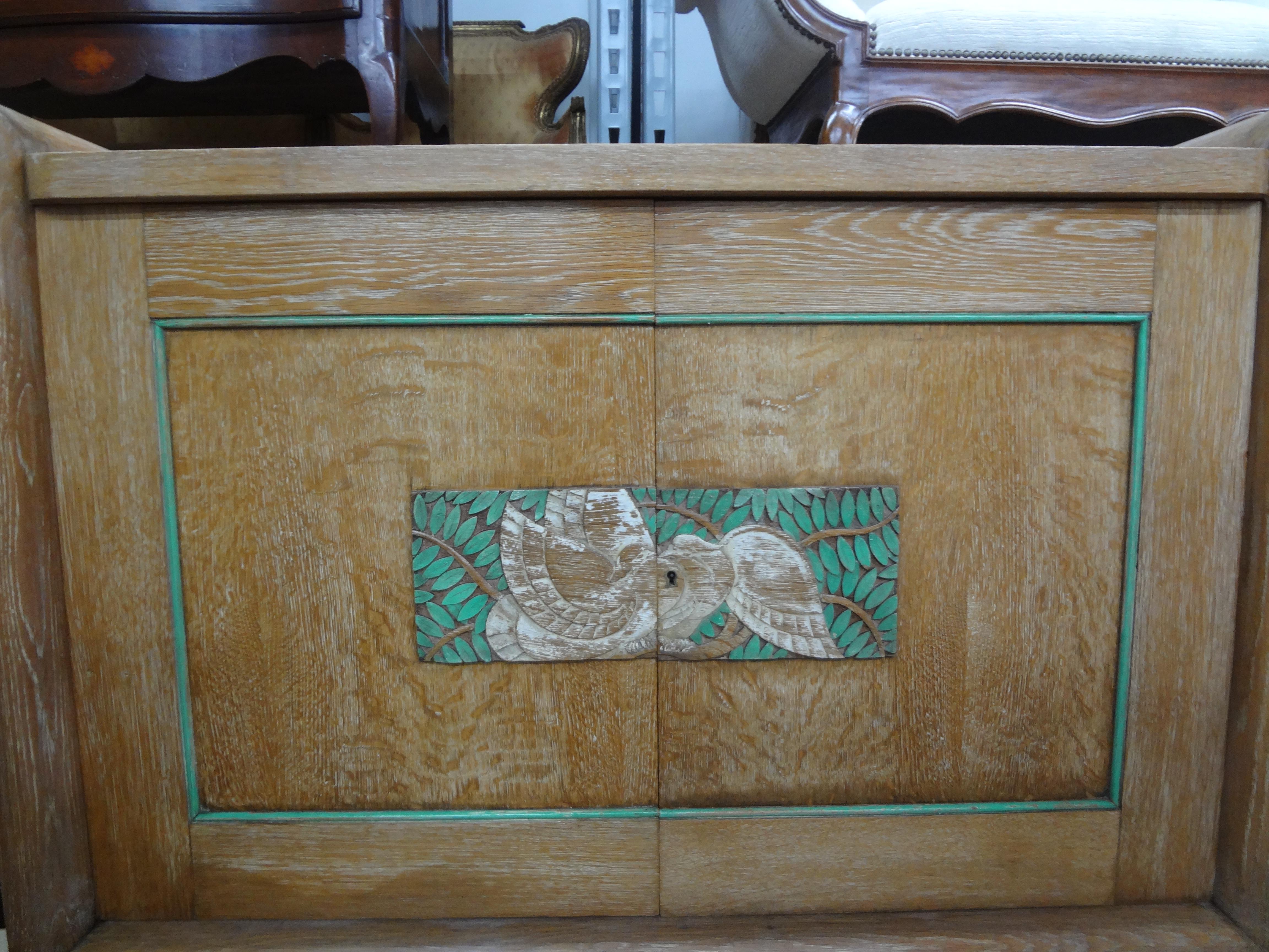 Pair Of French Modern Cerused Oak Cabinets In Good Condition For Sale In Houston, TX