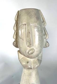 Pair of French Modern Cream Marble Figural Tabletop Sculptures