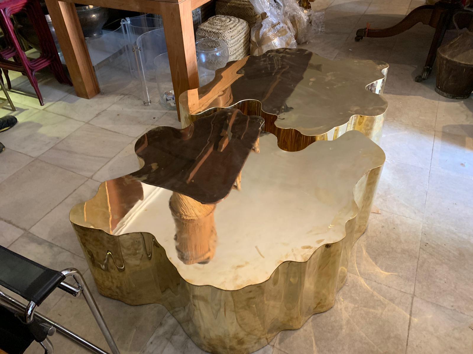 Bronze Pair of French Modern Gilded Brass Table