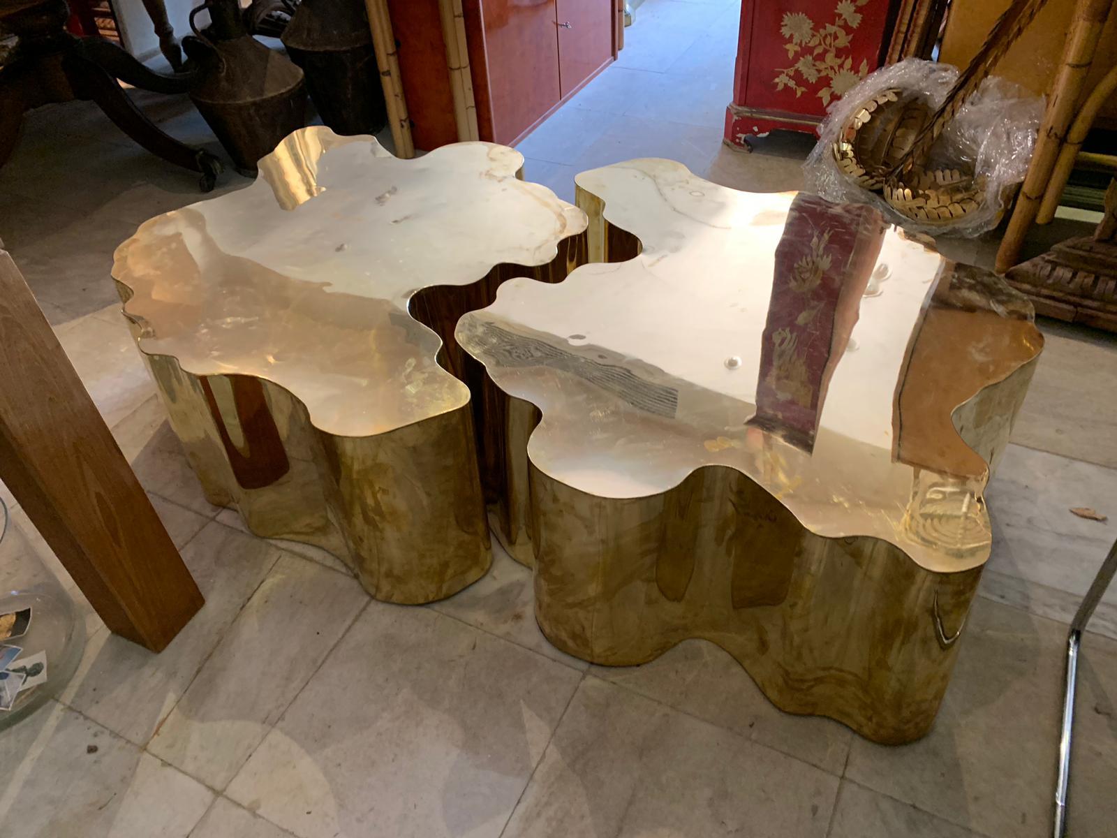 Pair of French Modern Gilded Brass Table 1