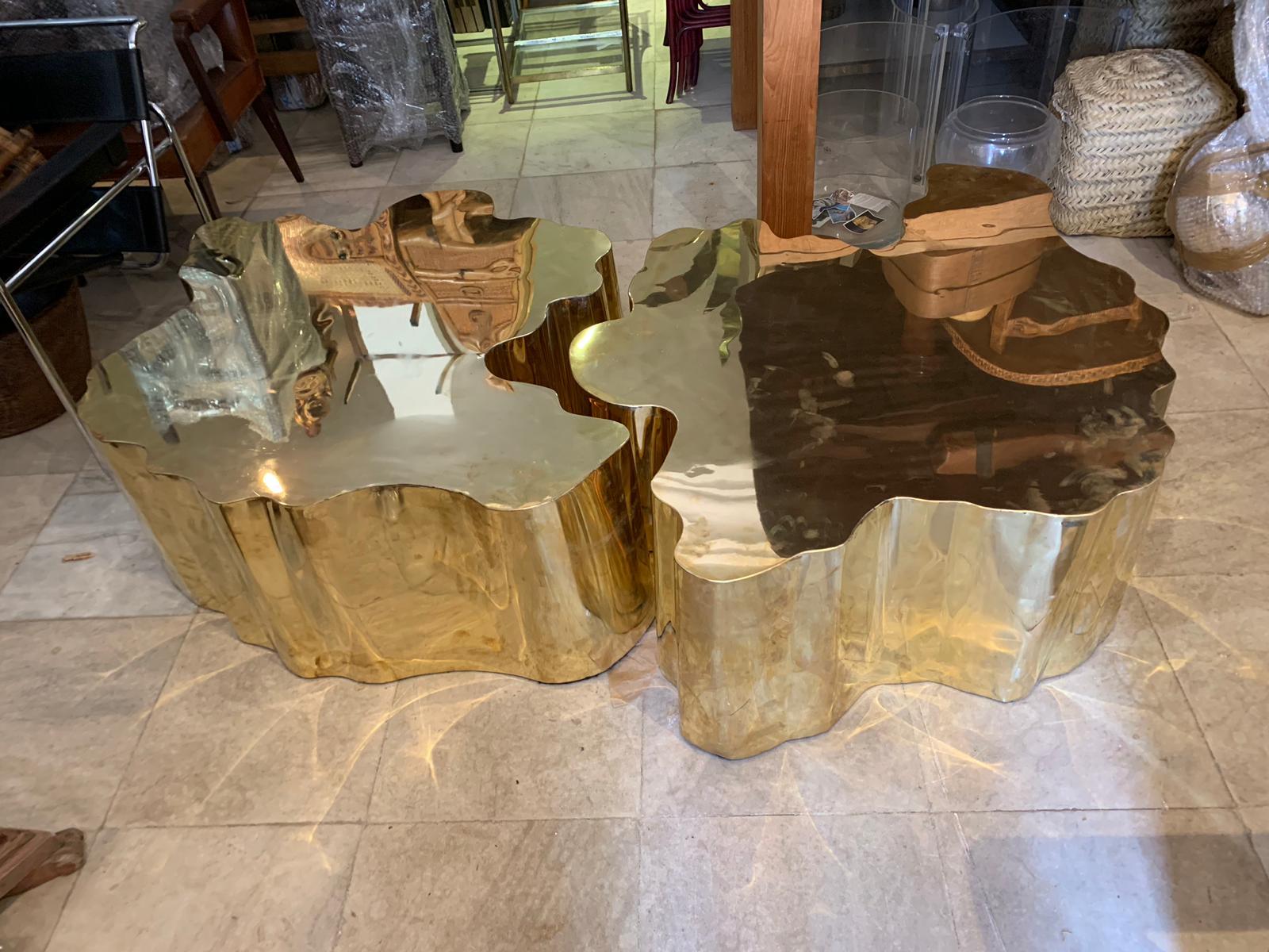 Pair of French Modern Gilded Brass Table 2