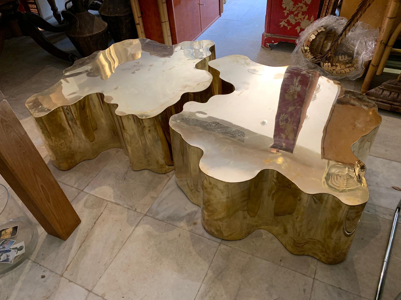 Pair of French Modern Gilded Brass Table 4