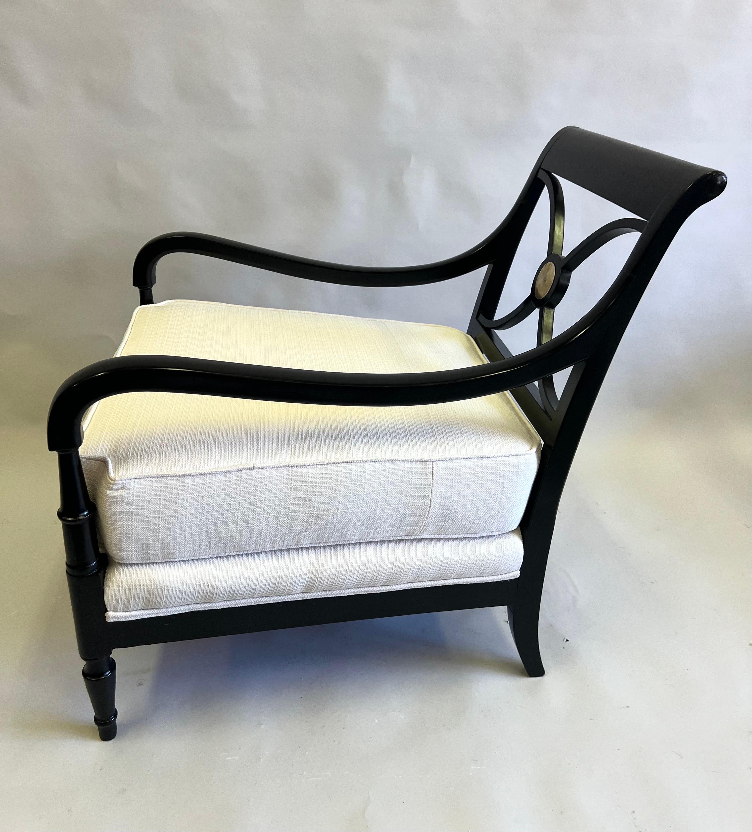 Pair of French Modern Neoclassical Armchairs / Lounge Chairs by Maison Jansen  In Good Condition For Sale In New York, NY