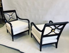 Paire de fauteuils/chaises longues néoclassiques de style français moderne par Maison Jansen