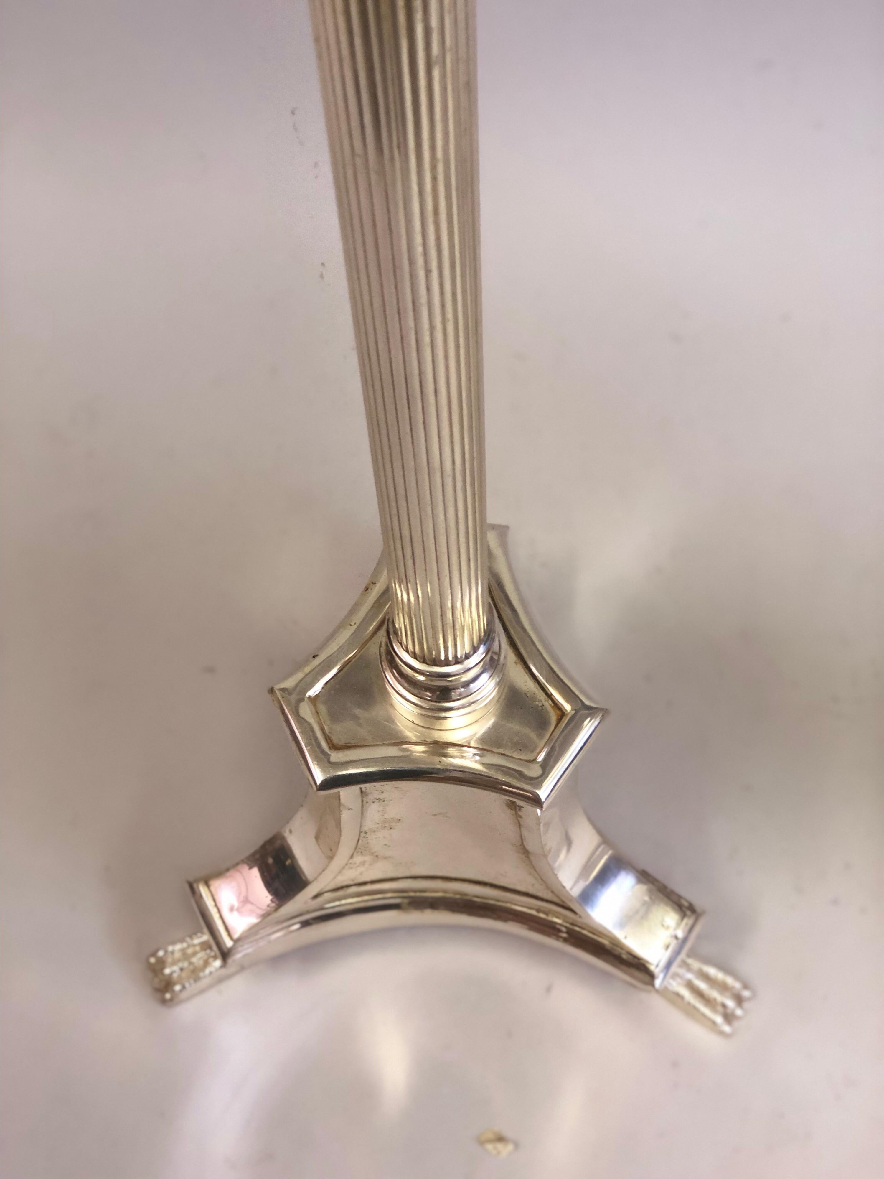 Pair of Modern Neoclassical Silver Floor Lamps Attributed to Andre Arbus, 1935 For Sale 6