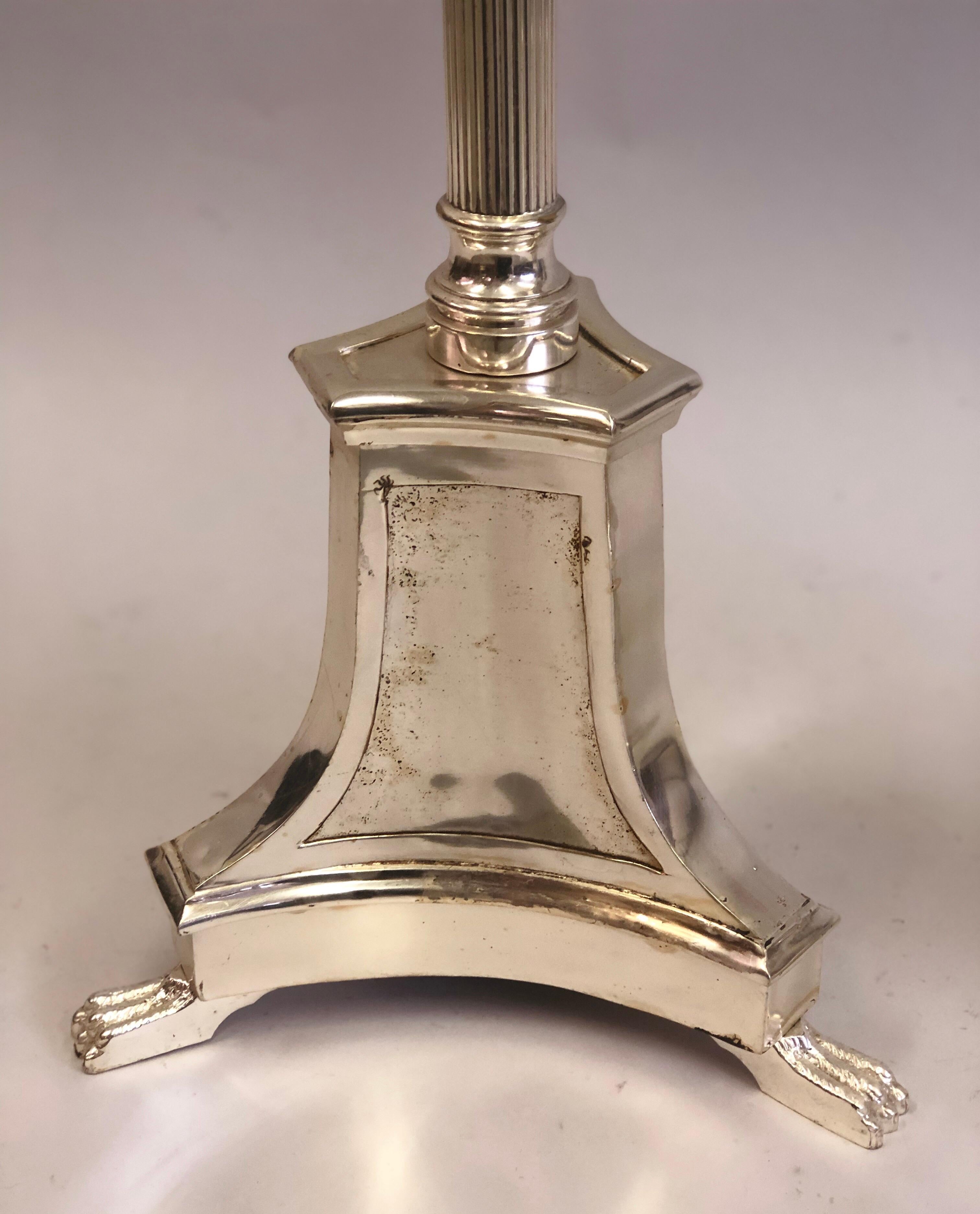 Pair of Modern Neoclassical Silver Floor Lamps Attributed to Andre Arbus, 1935 For Sale 8