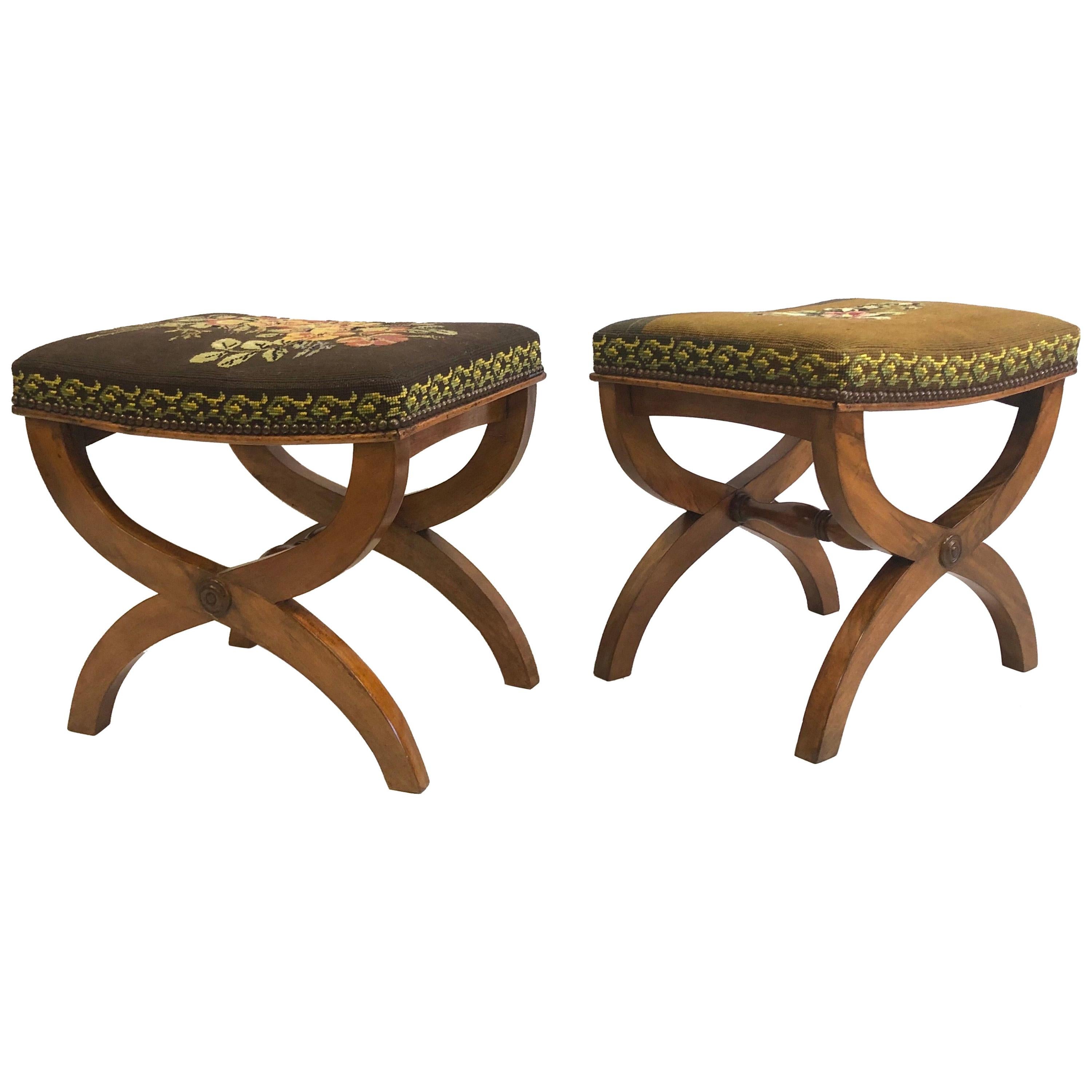 Pair of French Modern Neoclassical Stools / Benches Attributed to Andre Arbus