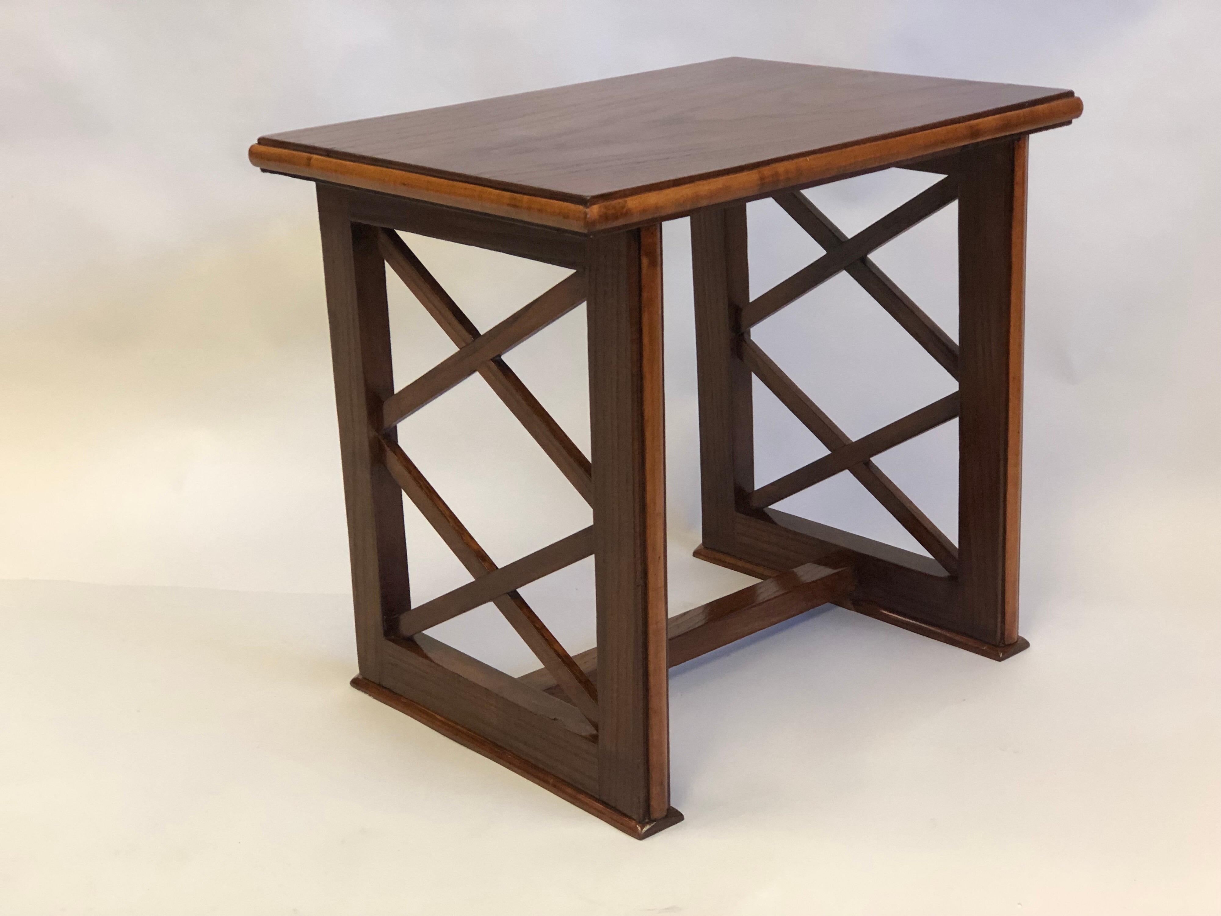 20th Century Pair of French Modern Neoclassical Wood End or Side Tables, Andre Arbus