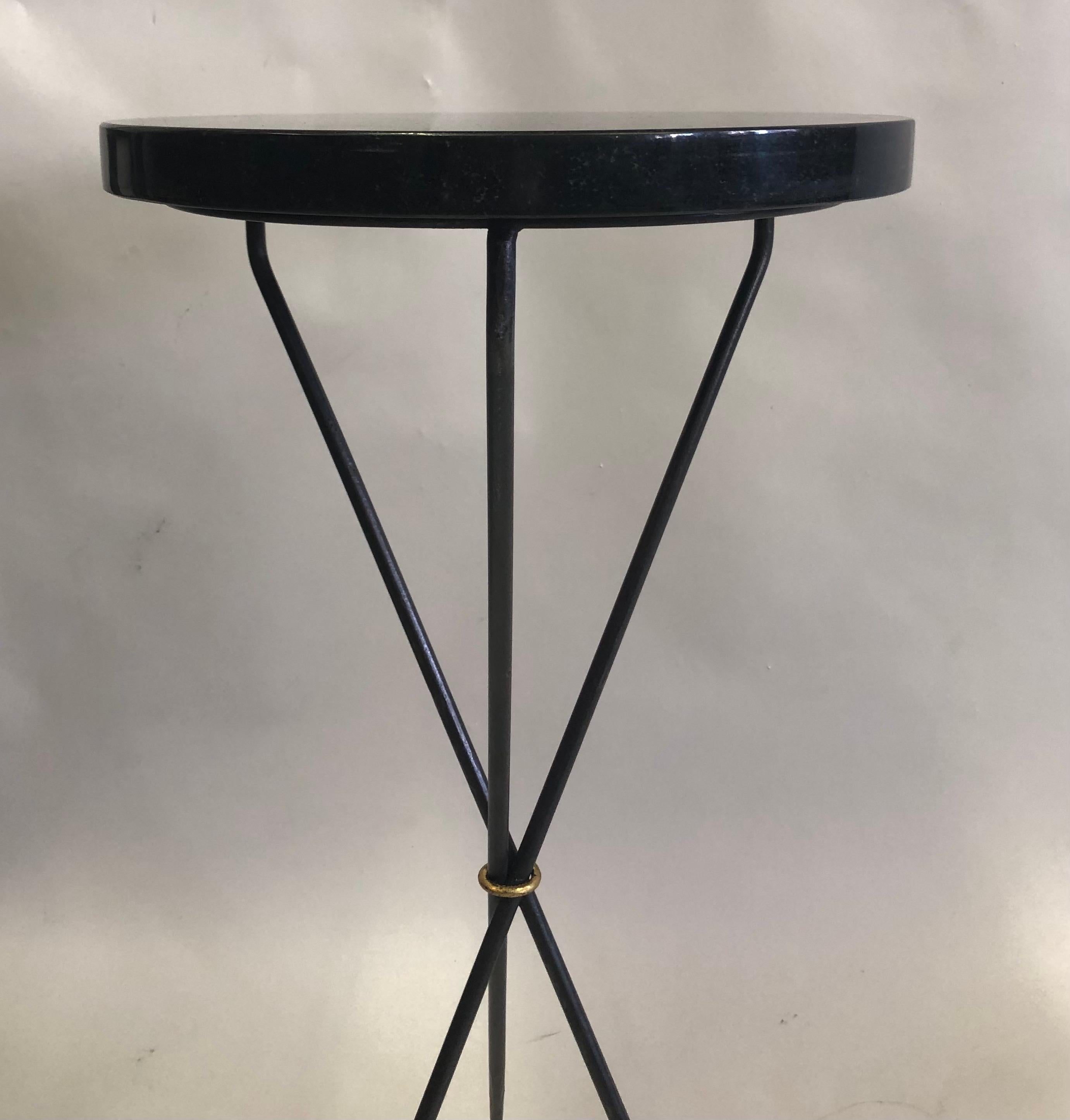 Pair of French Modern Neoclassical Wrought Iron Side Tables For Sale 3