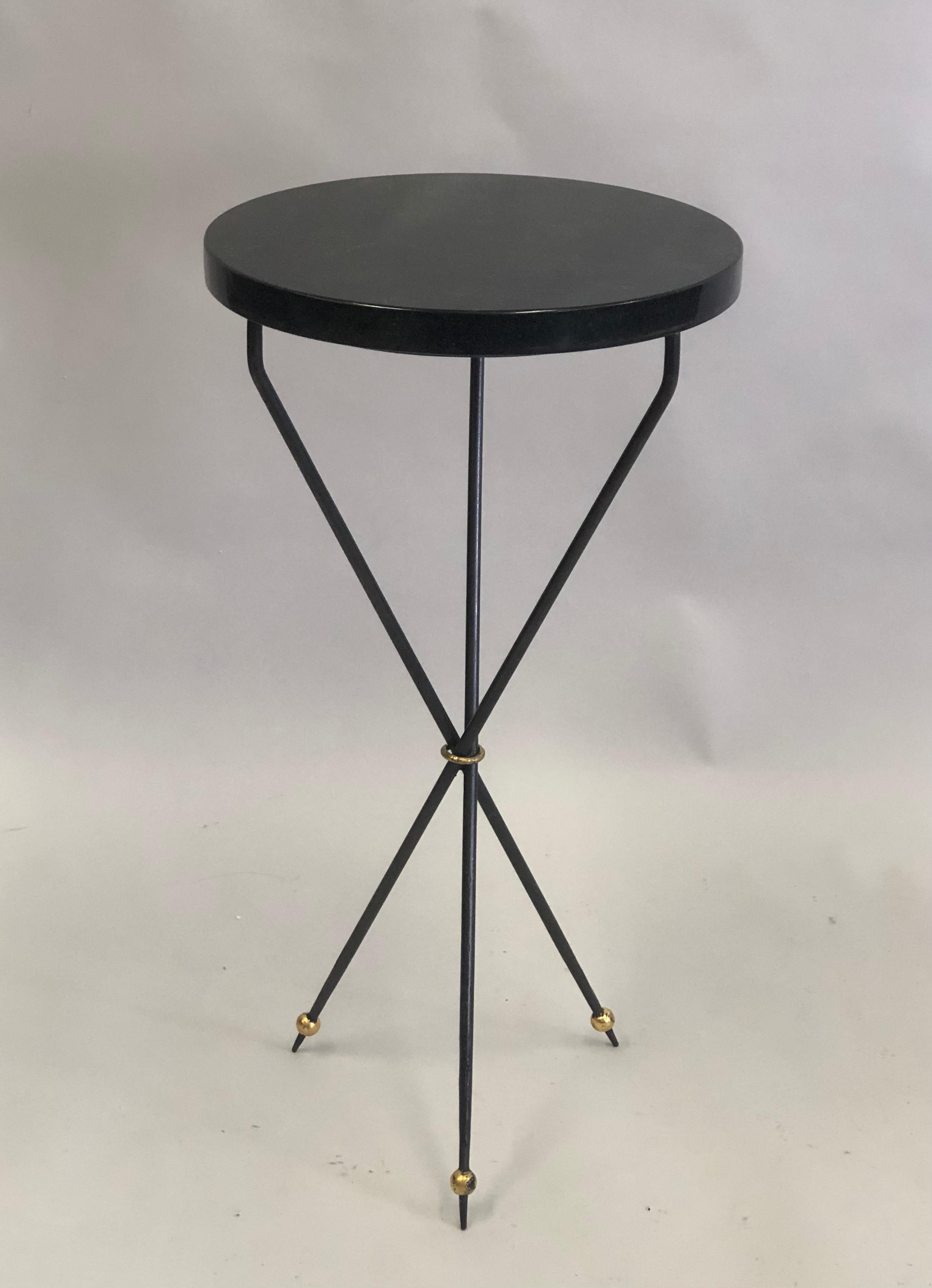 Pair of French Modern Neoclassical Wrought Iron Side Tables In Good Condition For Sale In New York, NY