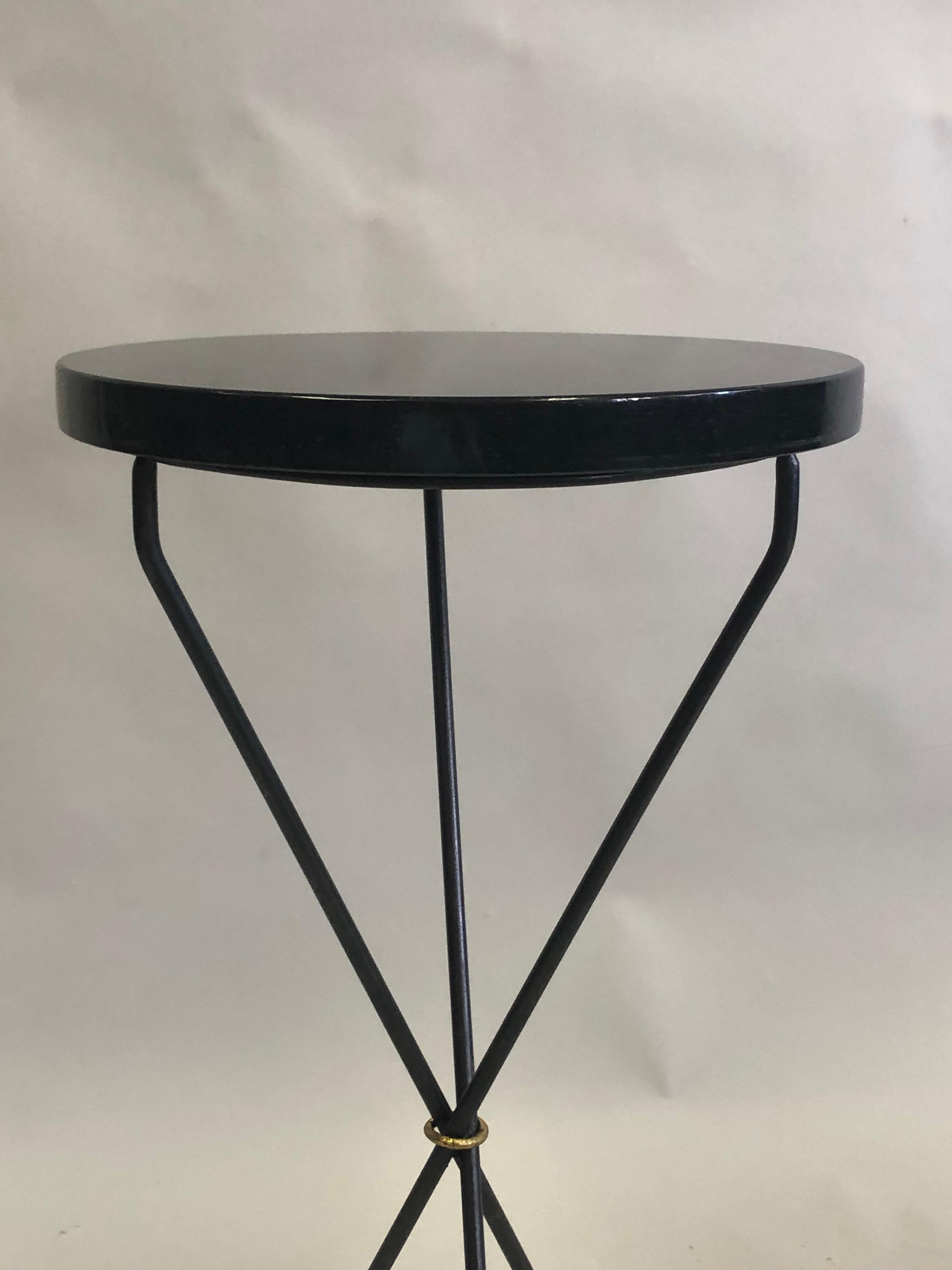 Pair of French Modern Neoclassical Wrought Iron Side Tables For Sale 1