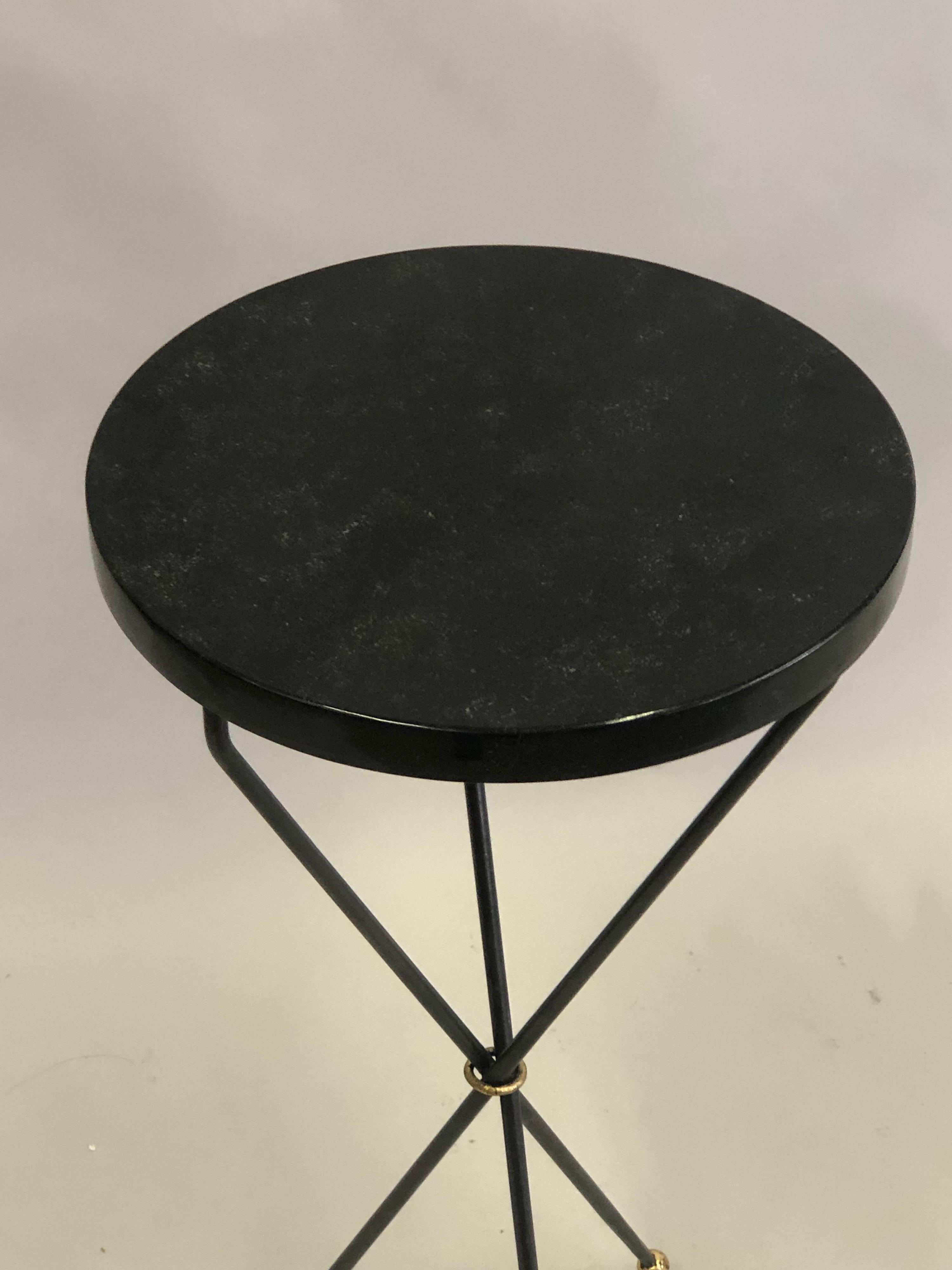 Pair of French Modern Neoclassical Wrought Iron Side Tables For Sale 2