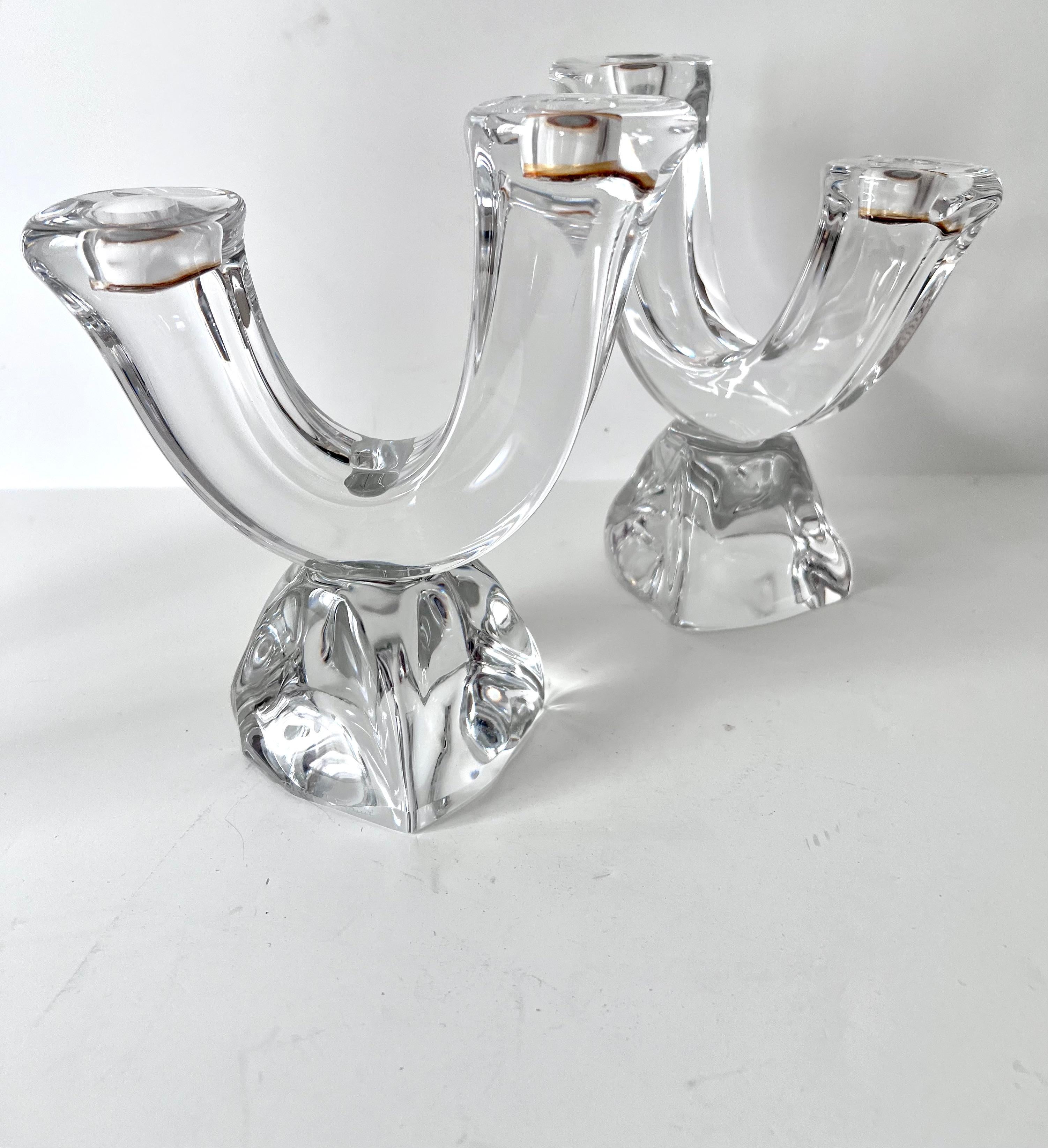 Pair of French Modern Organic Crystal Candlesticks For Sale 3