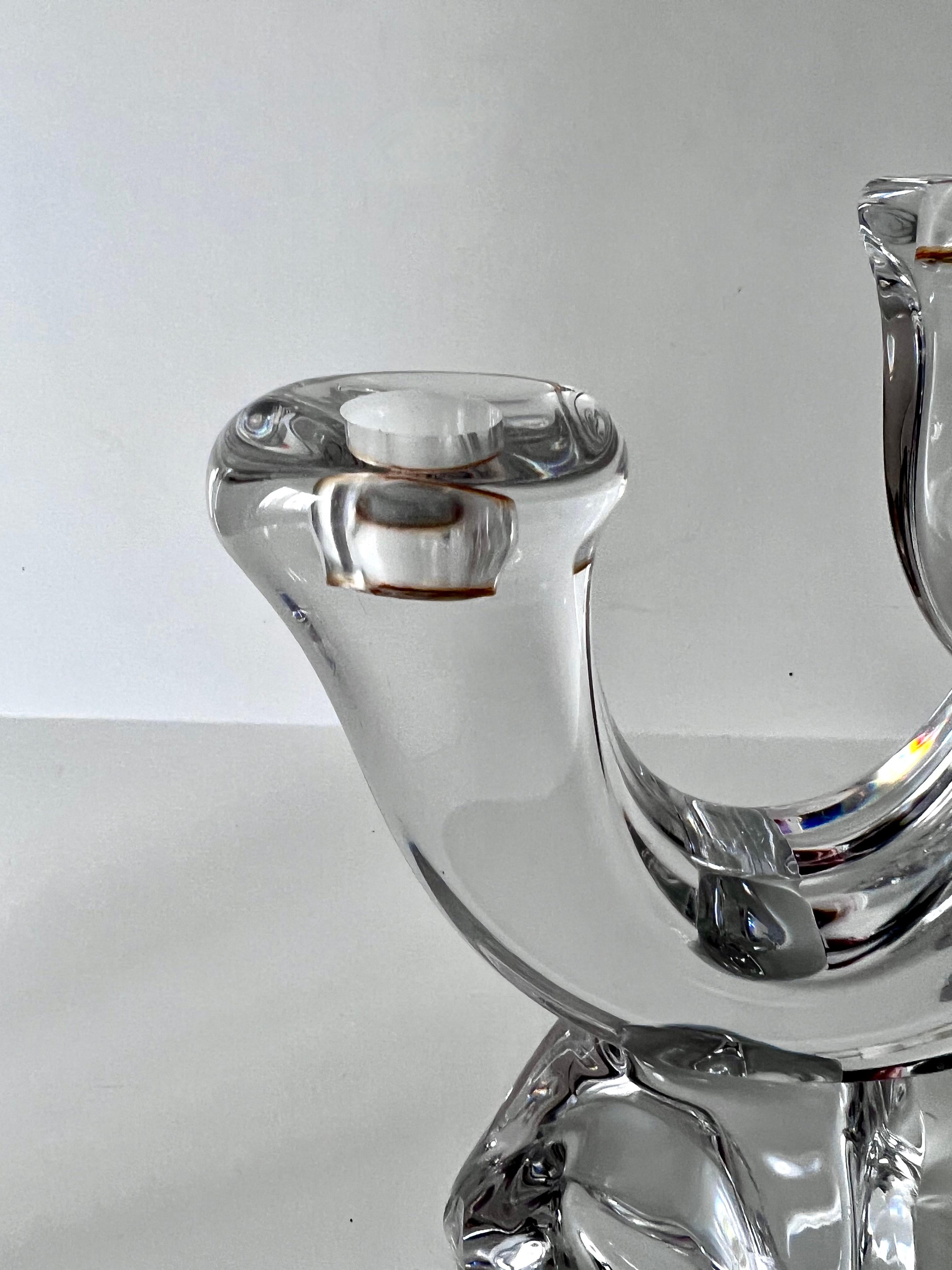 Pair of French Modern Organic Crystal Candlesticks For Sale 4