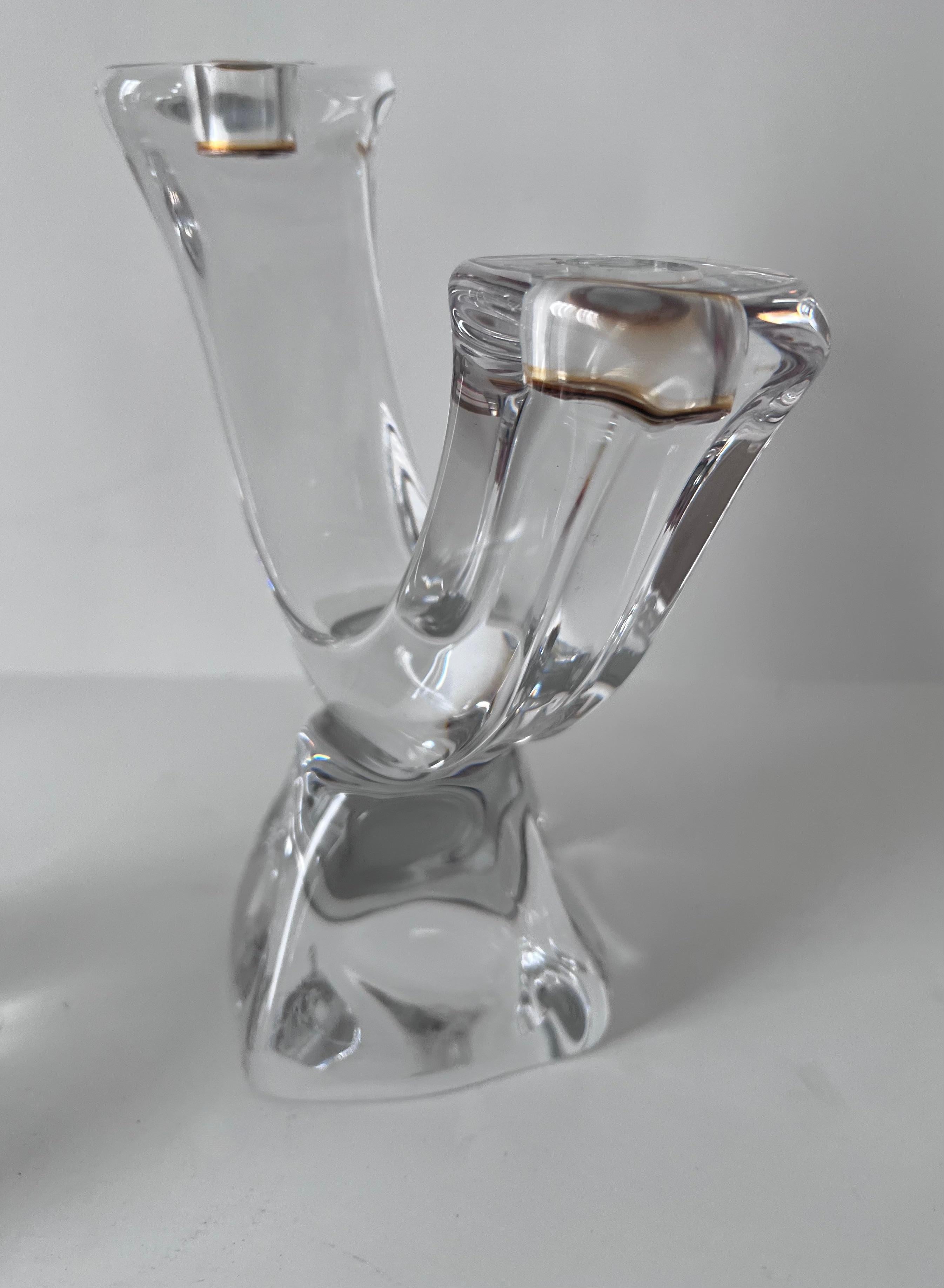 Pair of French Modern Organic Crystal Candlesticks For Sale 1
