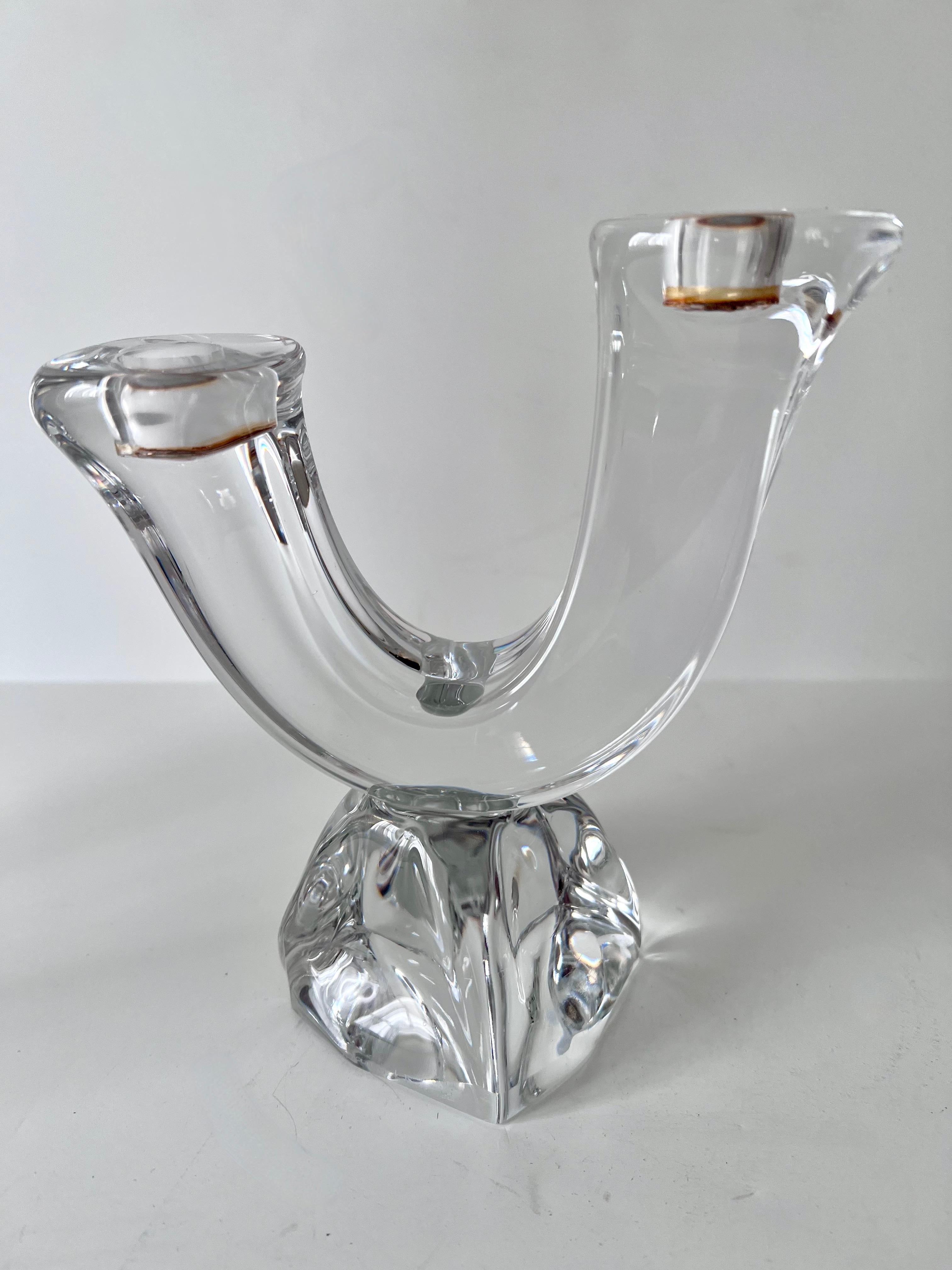 Pair of French Modern Organic Crystal Candlesticks For Sale 2