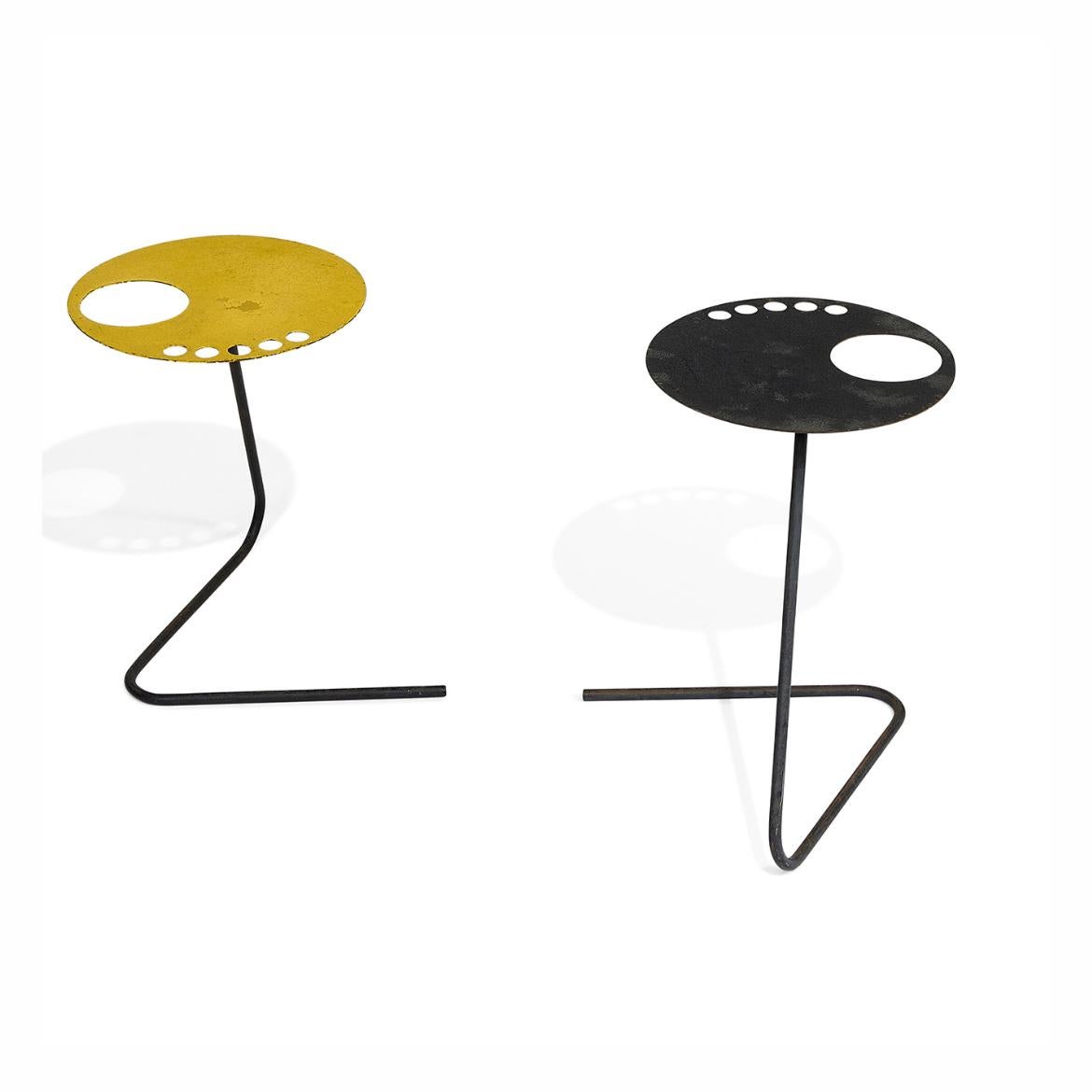 Enameled Pair of French Modern Side Tables, 1950s
