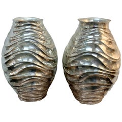 Pair of French Modern Silver Plated Vases