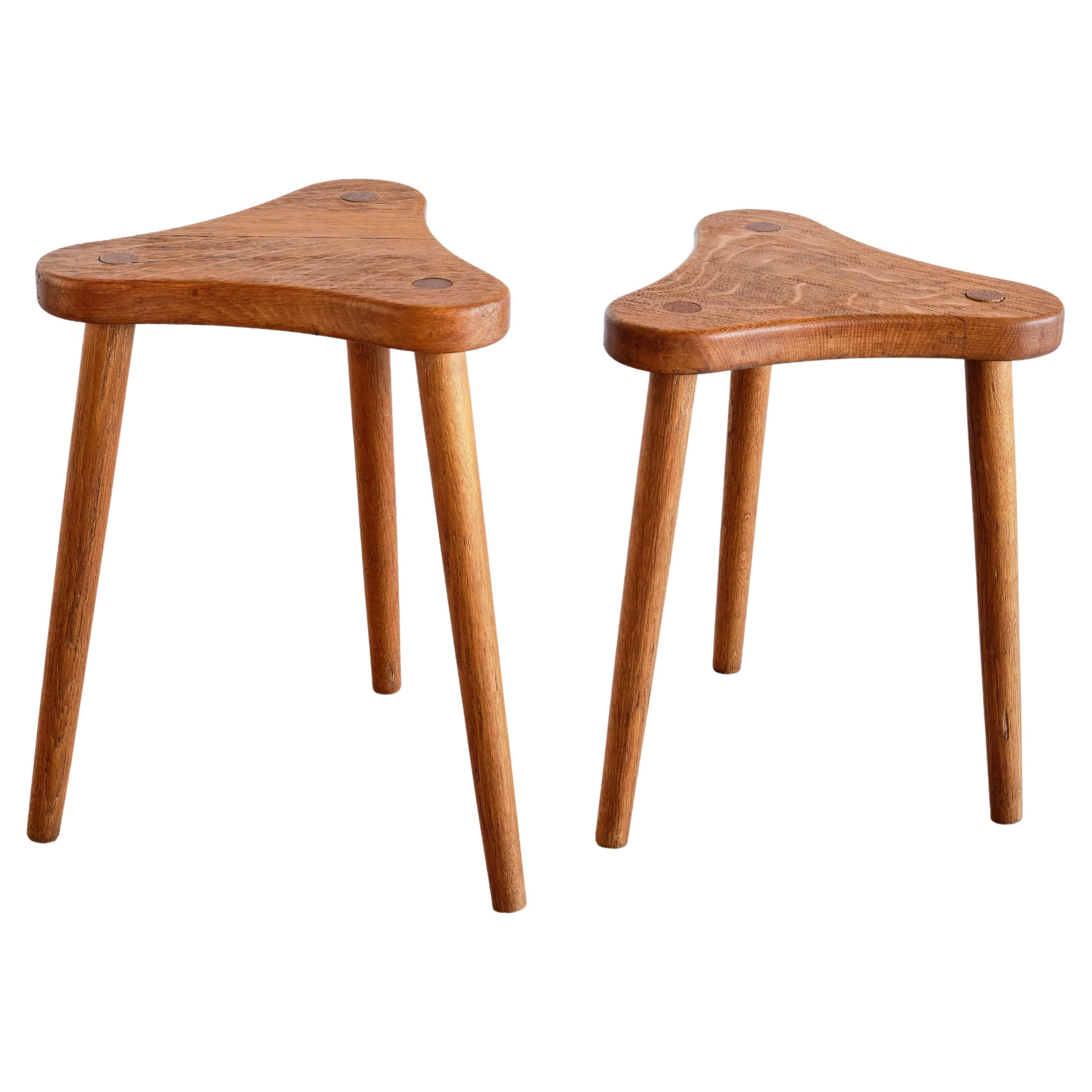 Pair of Danish ThreeLegged Stools at 1stDibs