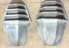 Pair of French Modern Tiered Copper Verdigris Wall Sconces, Circa 1970s