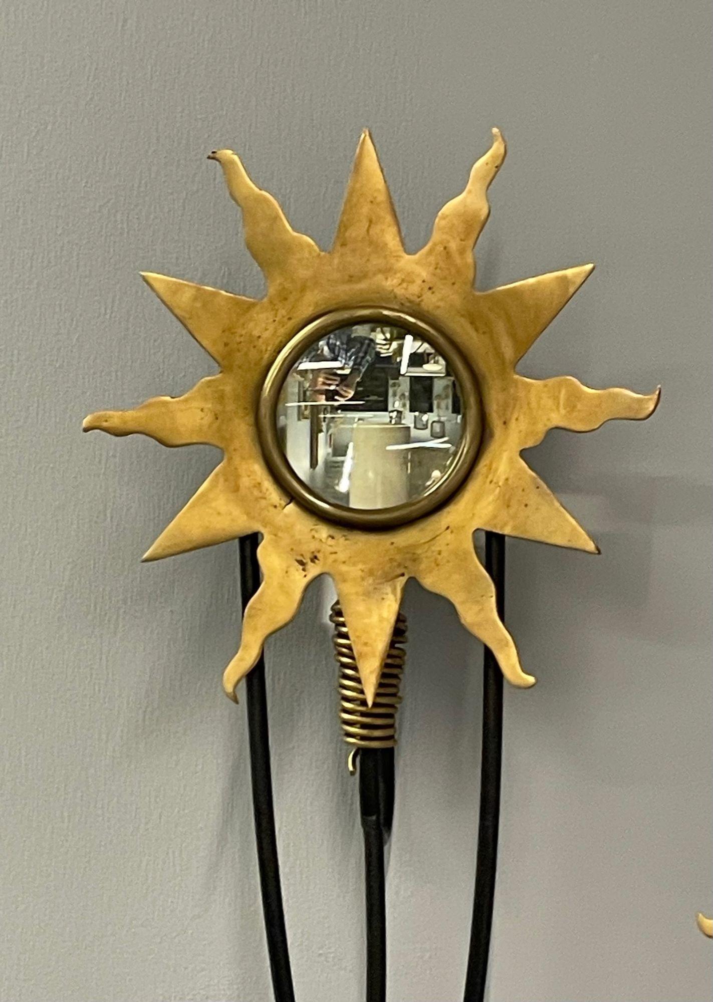 Pair of French Modern Wall Sconces, Bronze Sunburst Bagues Style, Bronze / Steel In New Condition For Sale In Stamford, CT