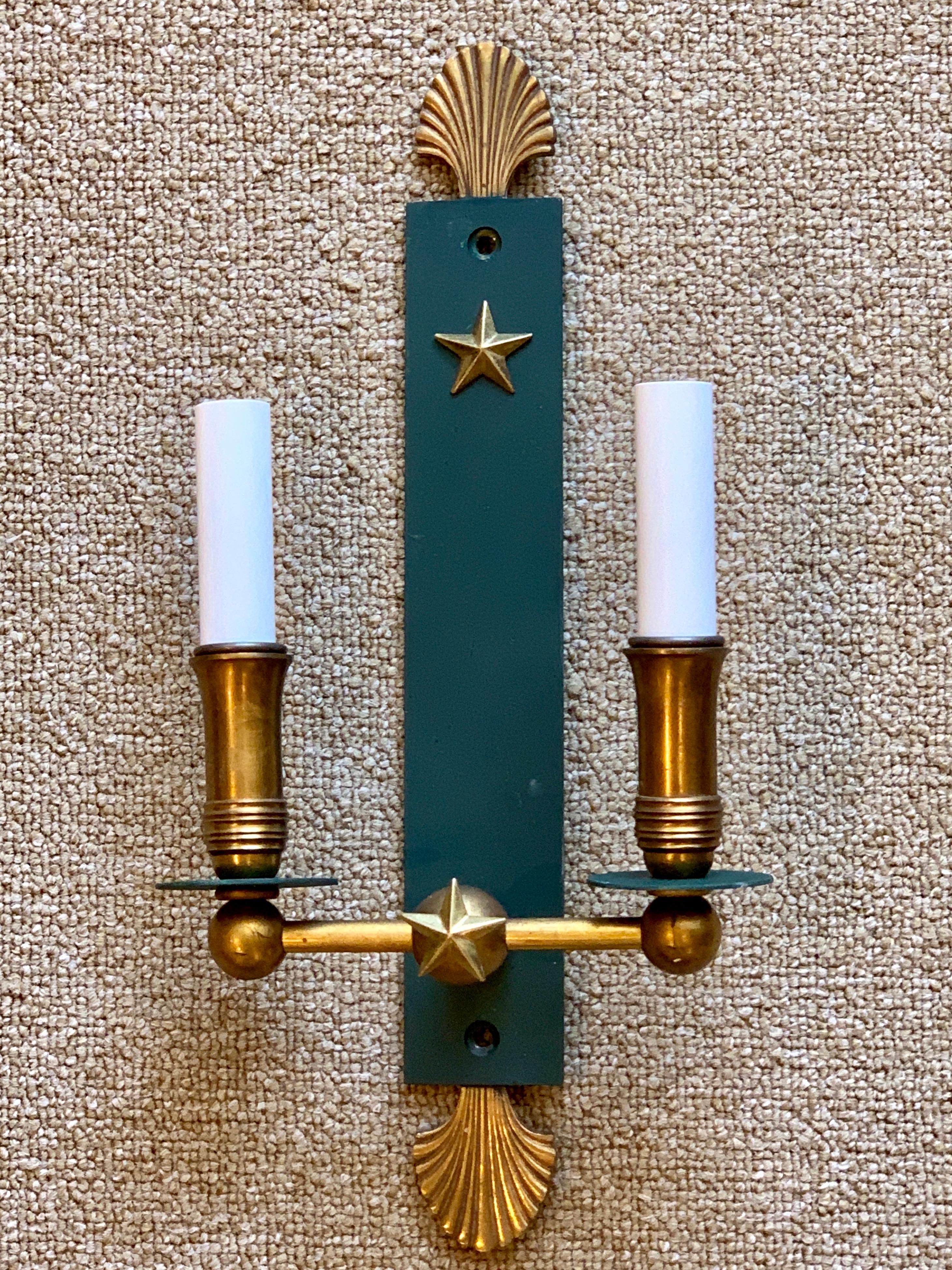 Pair of French Modern Wall Sconces, in the Style of Adnet In Good Condition In West Palm Beach, FL