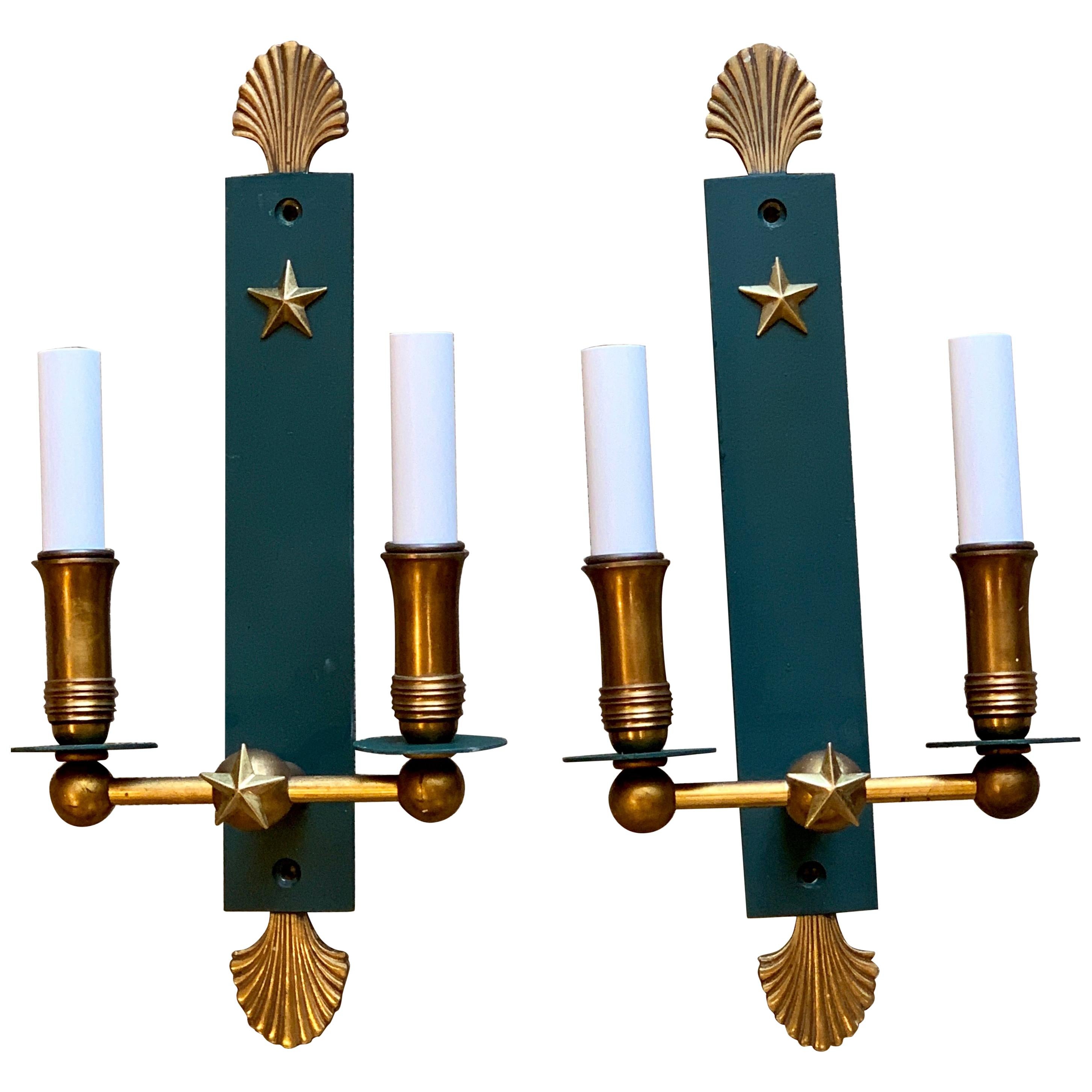 Pair of French Modern Wall Sconces, in the Style of Adnet