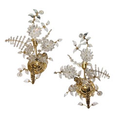 Pair of French Moderne Crystal Sconces